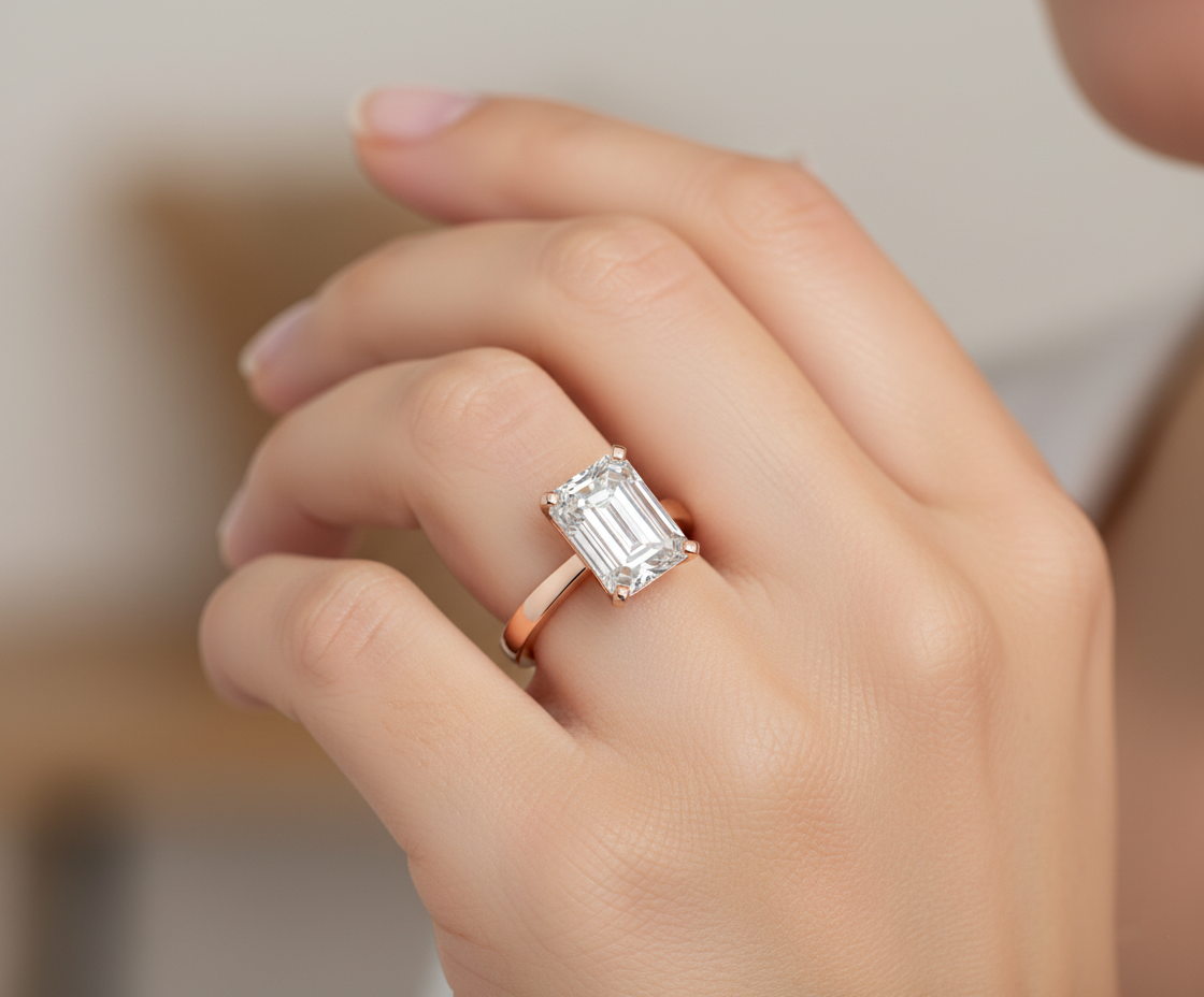 Luxurious 2ct Emerald Cut Diamond Solitaire Ring | Timeless Beauty