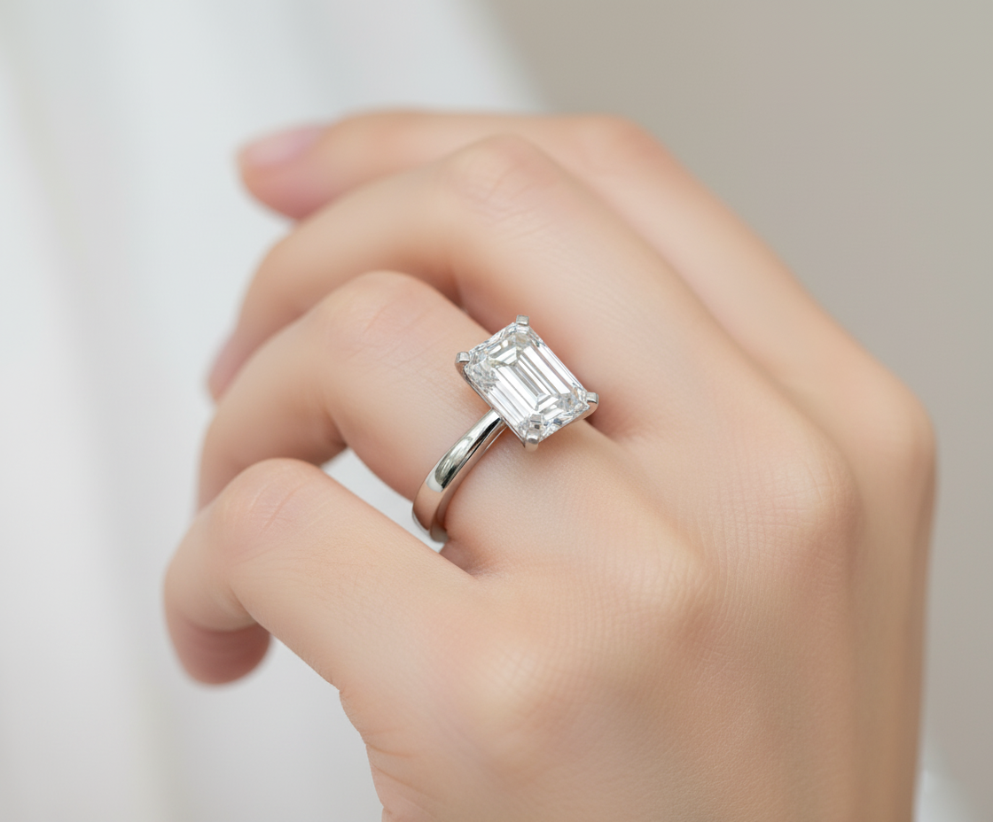 Luxurious 2ct Emerald Cut Diamond Solitaire Ring | Timeless Beauty - Chicory Jewel
