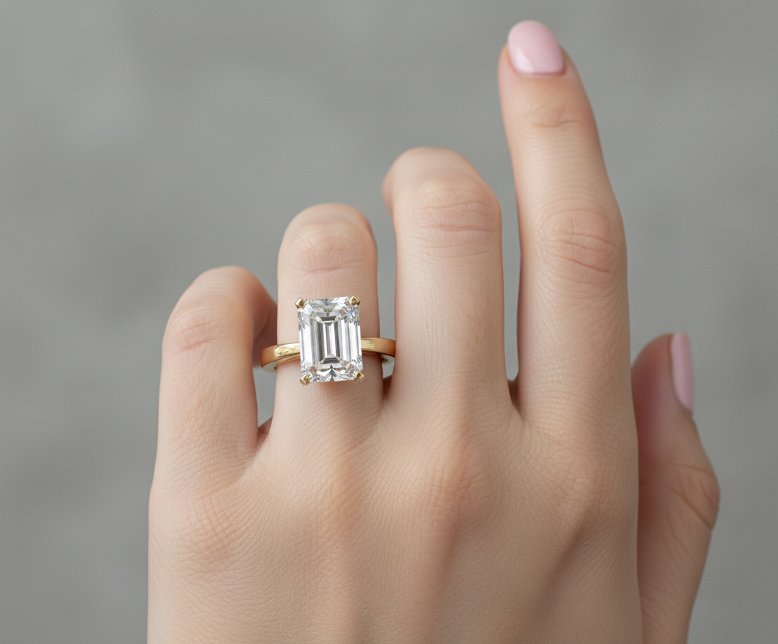 Luxurious 2ct Emerald Cut Diamond Solitaire Ring | Timeless Beauty