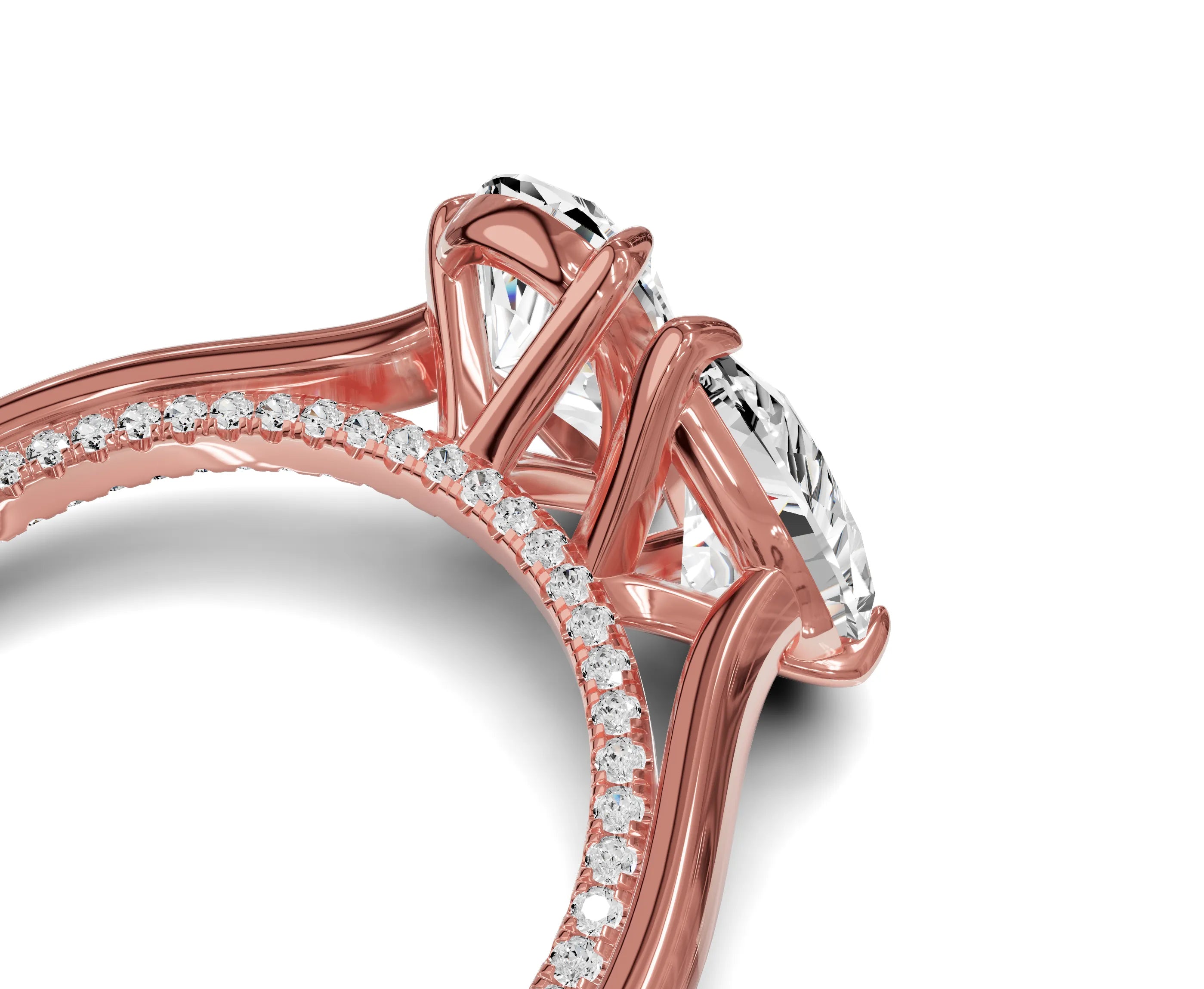 Unique Toi et Moi Ring with Twin Pear Diamonds - Chicory Jewel