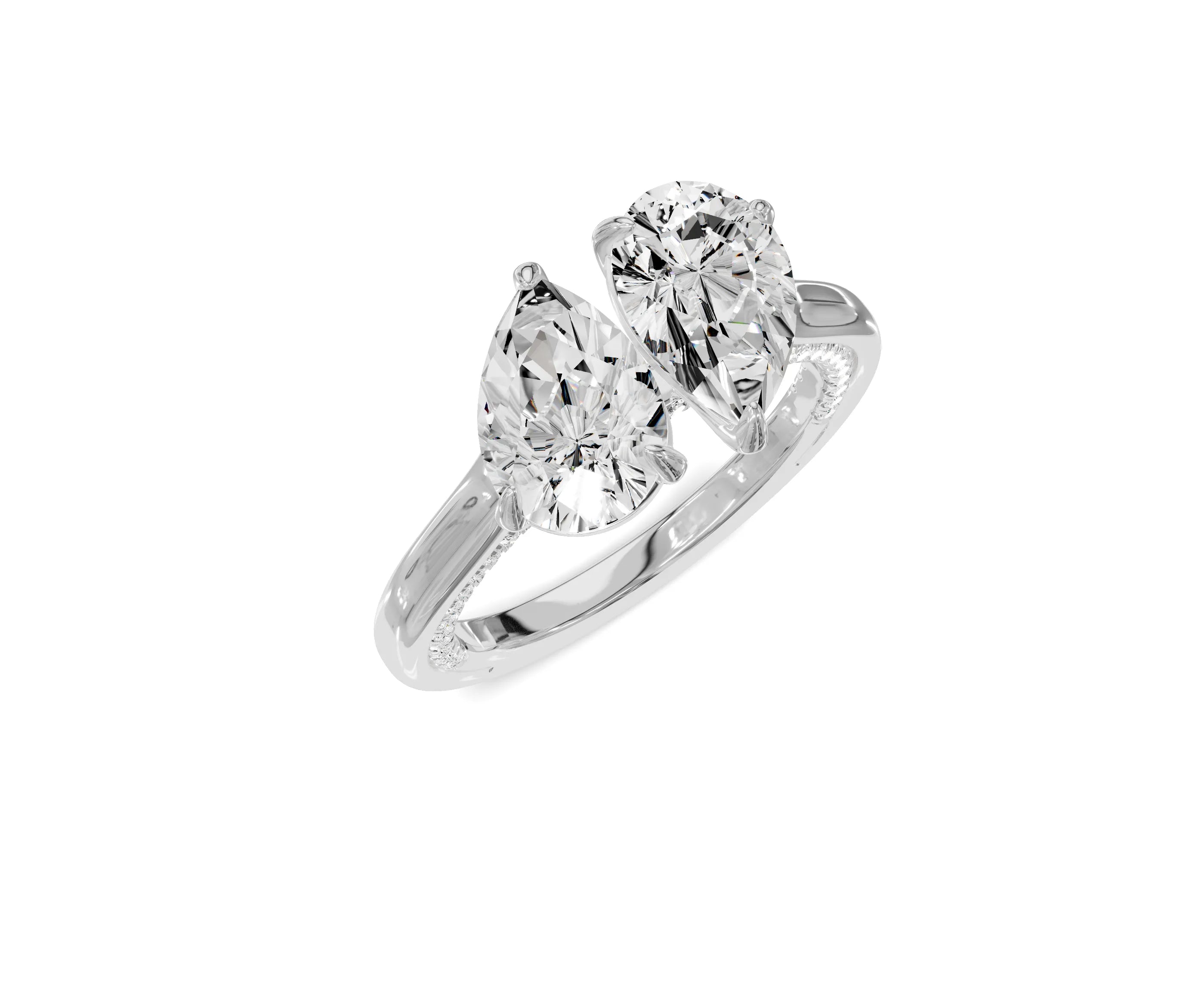 Unique Toi et Moi Ring with Twin Pear Diamonds