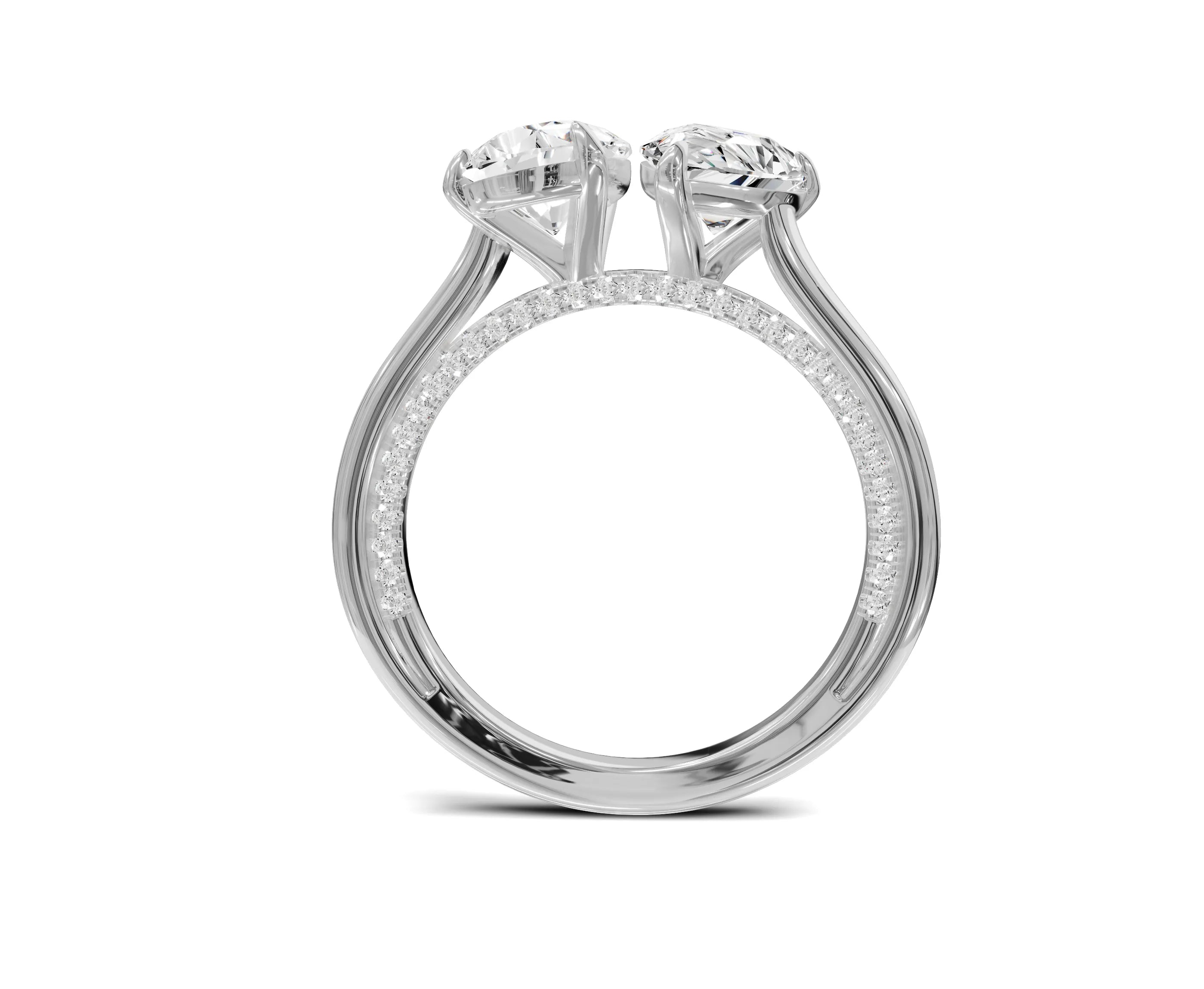 Unique Toi et Moi Ring with Twin Pear Diamonds