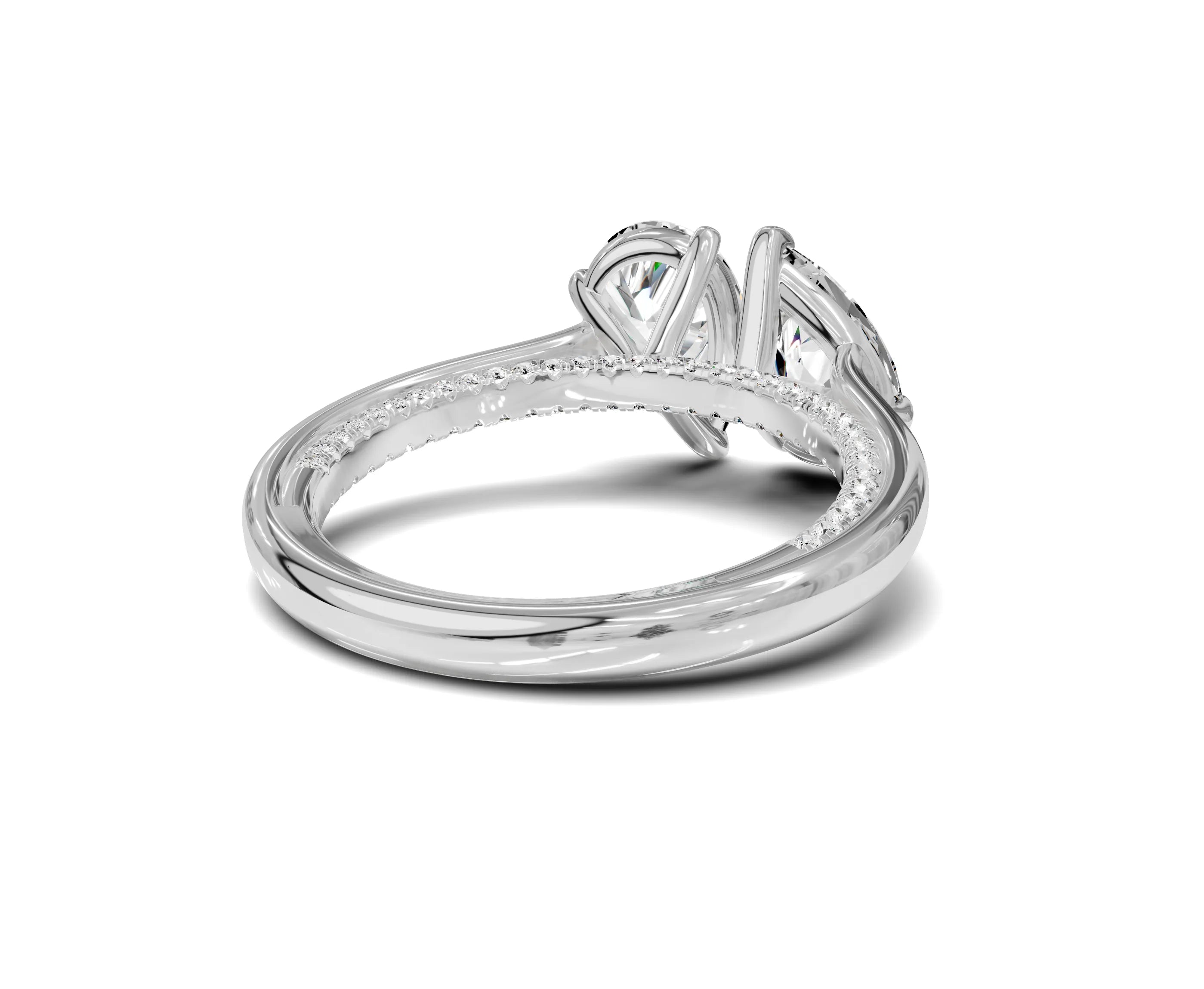 Unique Toi et Moi Ring with Twin Pear Diamonds