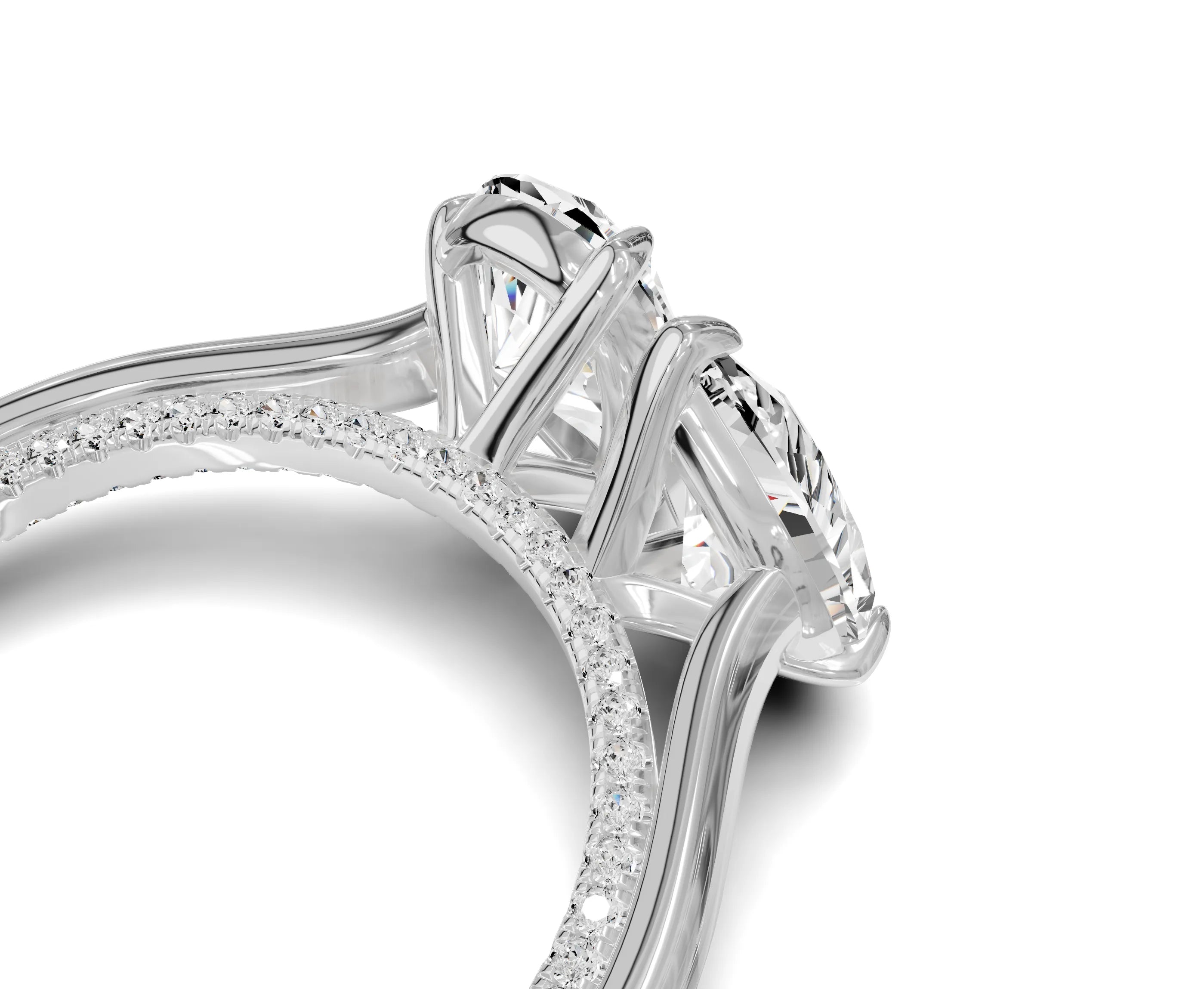 Unique Toi et Moi Ring with Twin Pear Diamonds