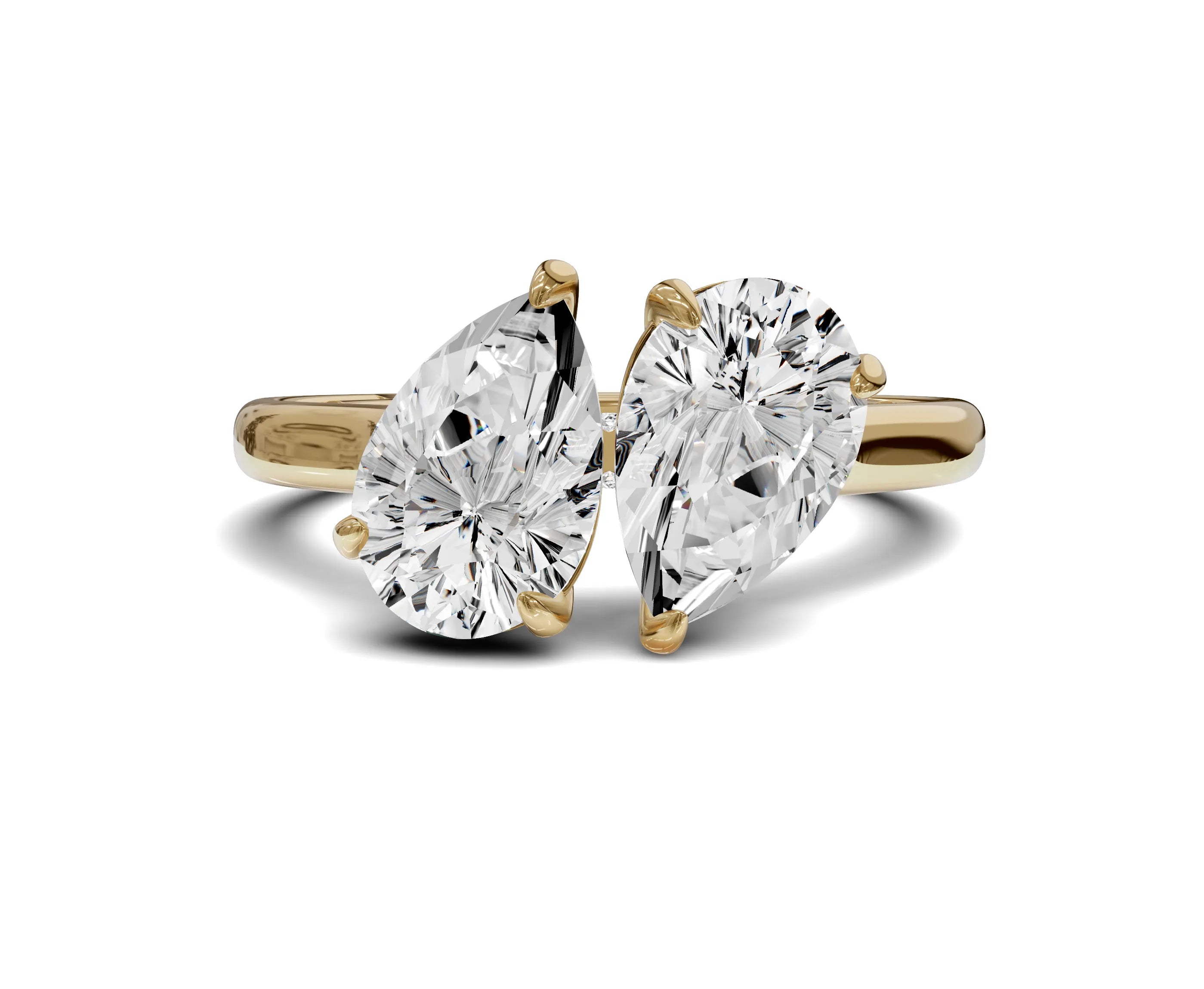 Unique Toi et Moi Ring with Twin Pear Diamonds - Chicory Jewel