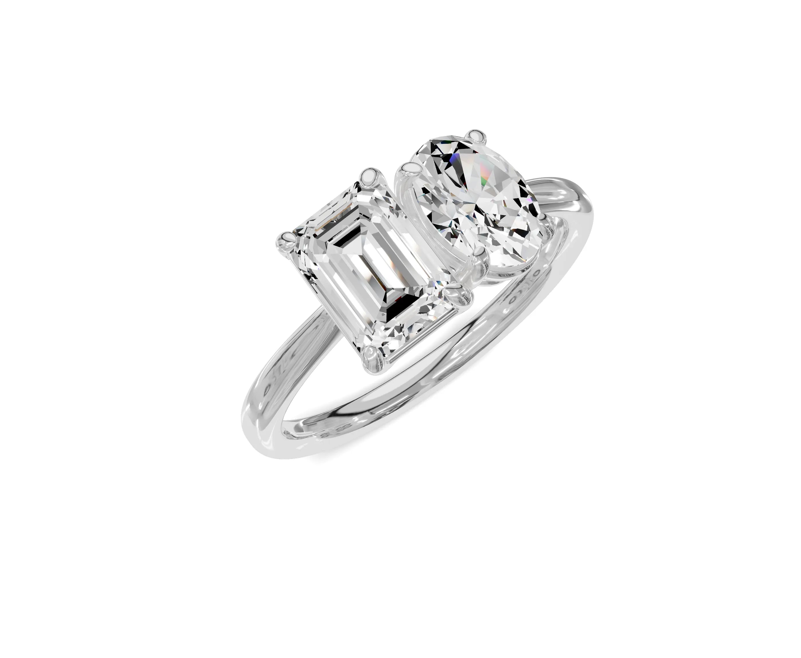 Oval & Emerald Cut Toi Et Moi Engagement Ring | 1.75ct Lab Grown