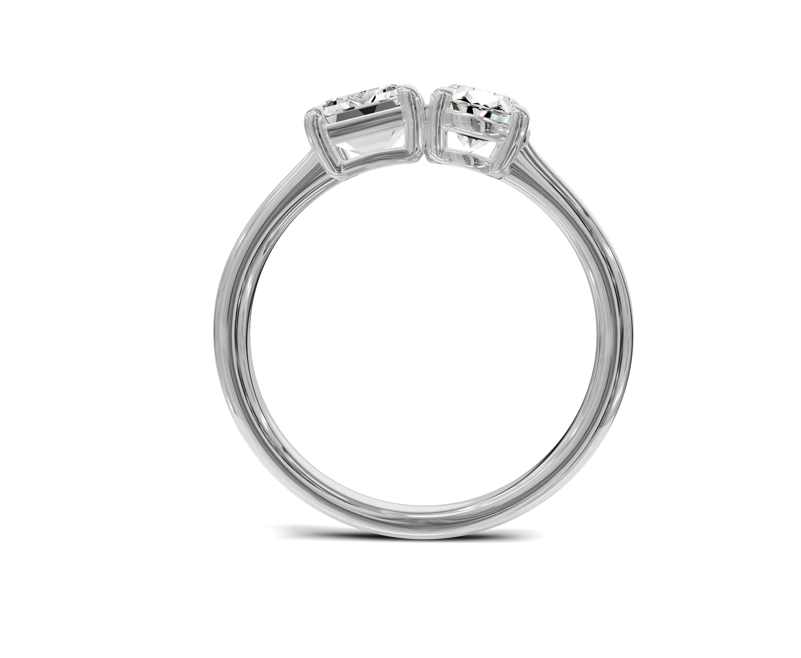 Oval & Emerald Cut Toi Et Moi Engagement Ring | 1.75ct Lab Grown