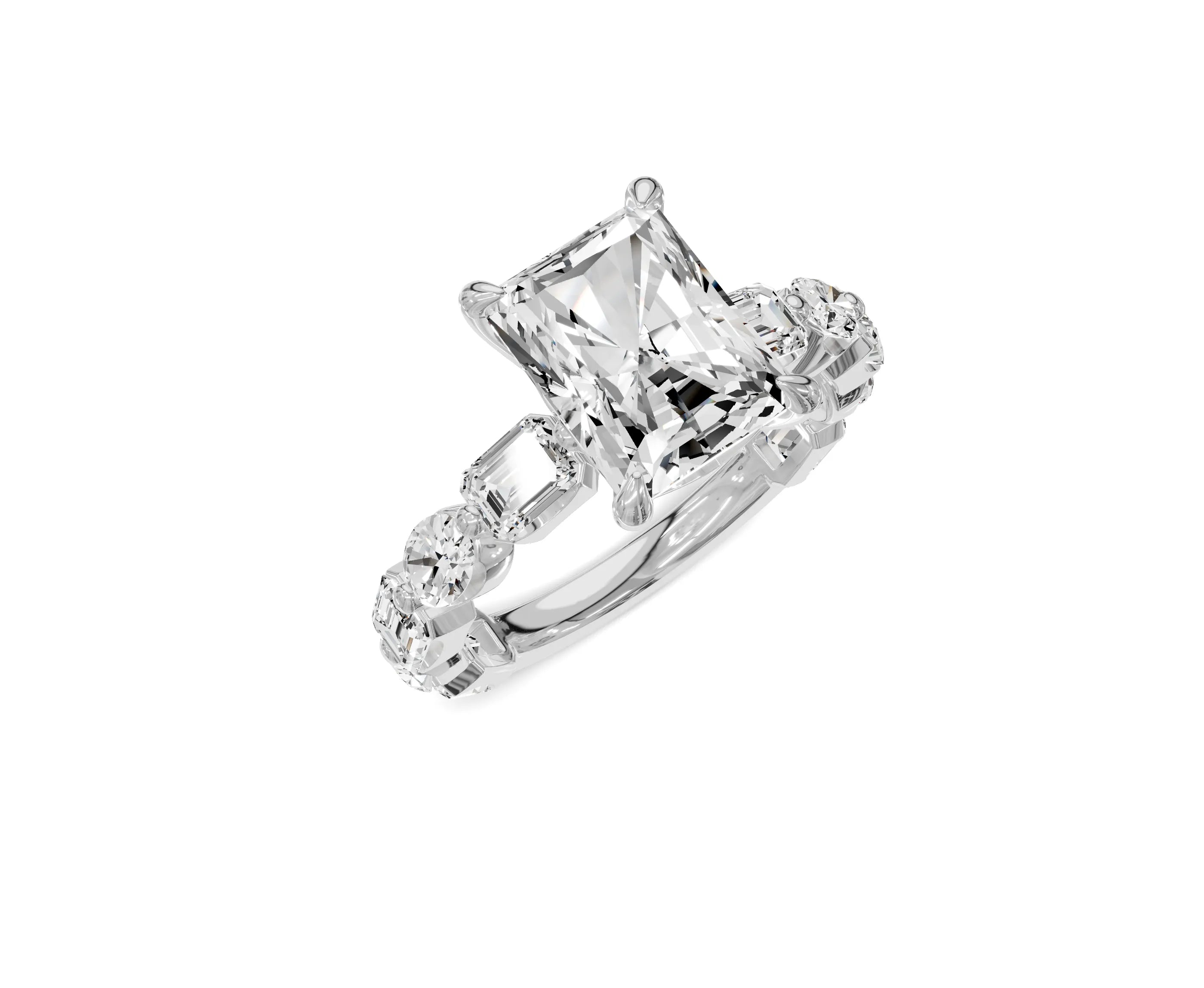 Brilliant 4.25 Carat Radiant Diamond Ring with Side Diamonds
