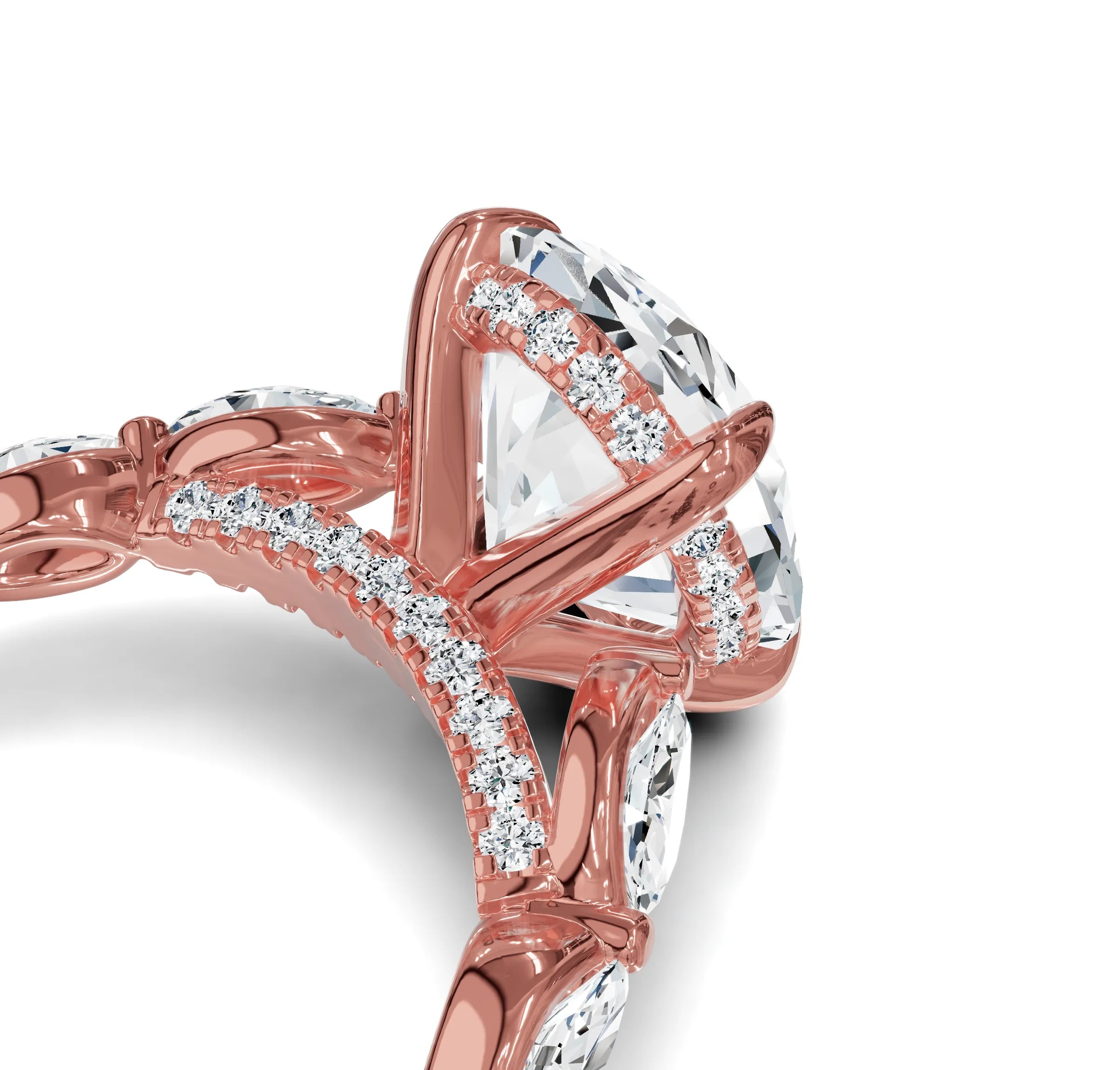 Luxury Oval Cut Diamond Engagement Ring with Halo & Side Stones - Chicory Jewel