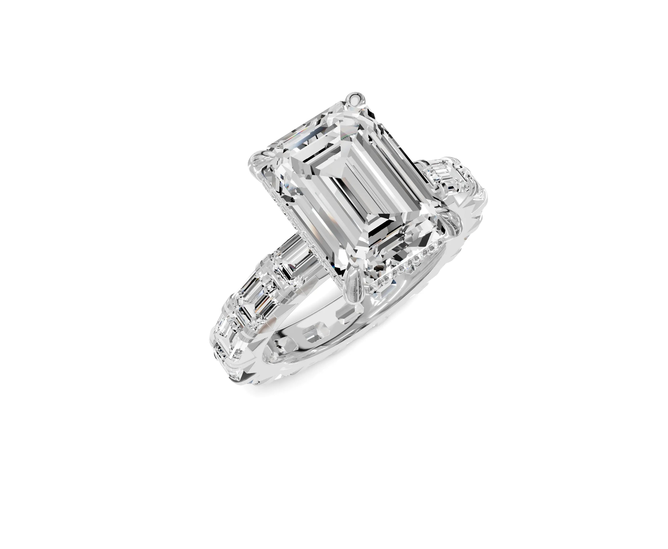 Brilliant 7 Carat Emerald Diamond Engagement Ring