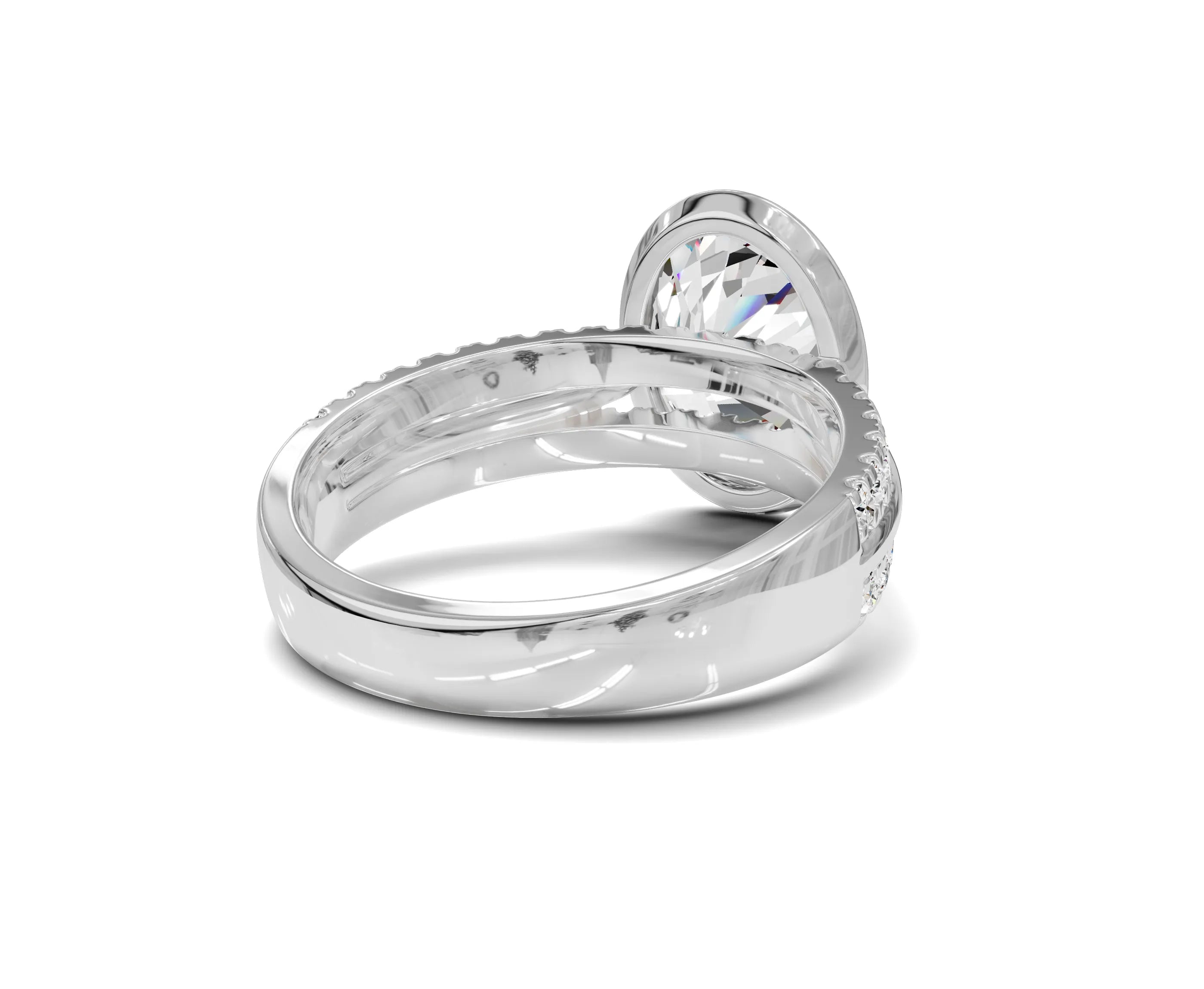 4ct Oval Diamond Engagement Ring | Bezel Setting with Side Stones