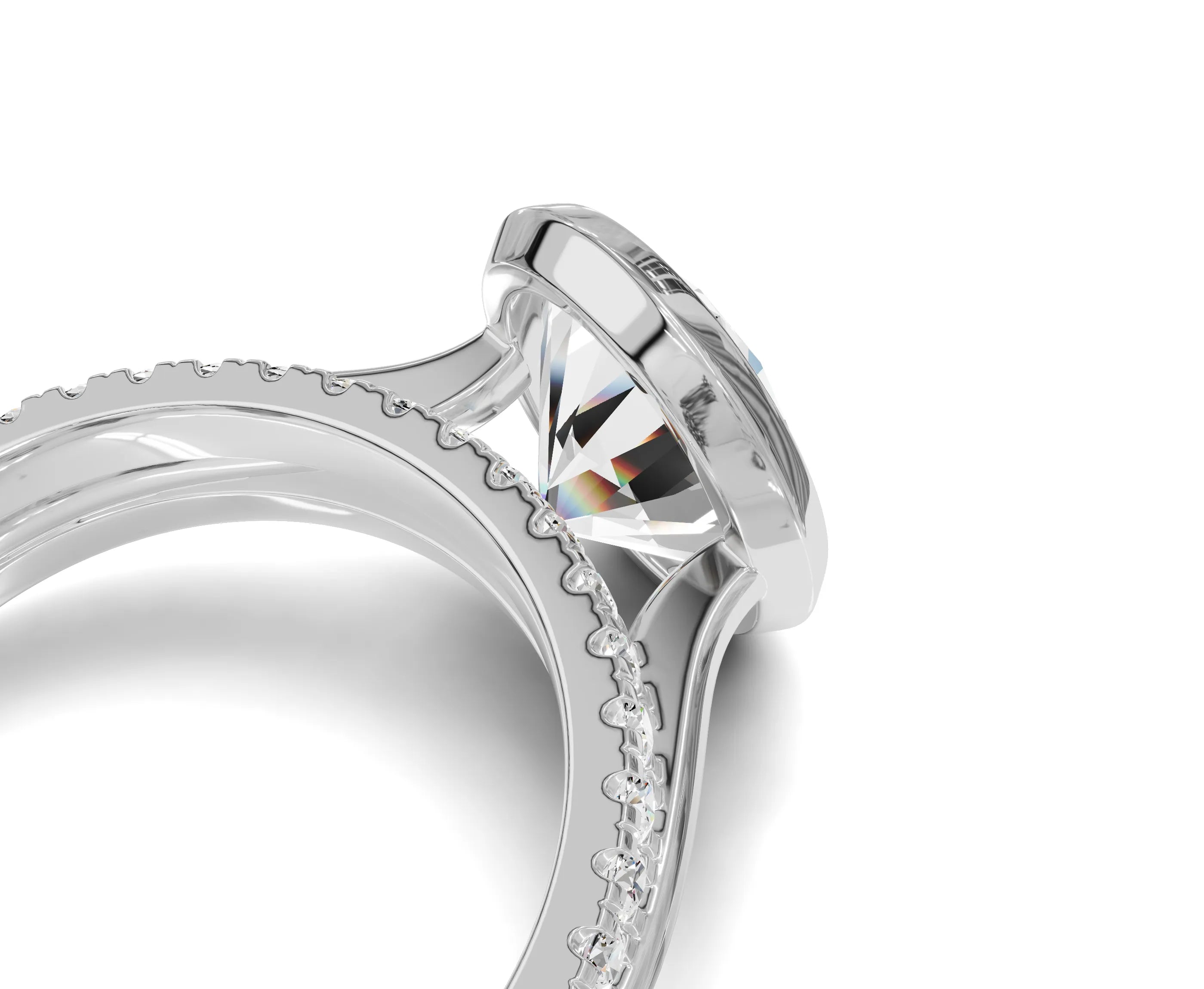 4ct Oval Diamond Engagement Ring | Bezel Setting with Side Stones - Chicory Jewel
