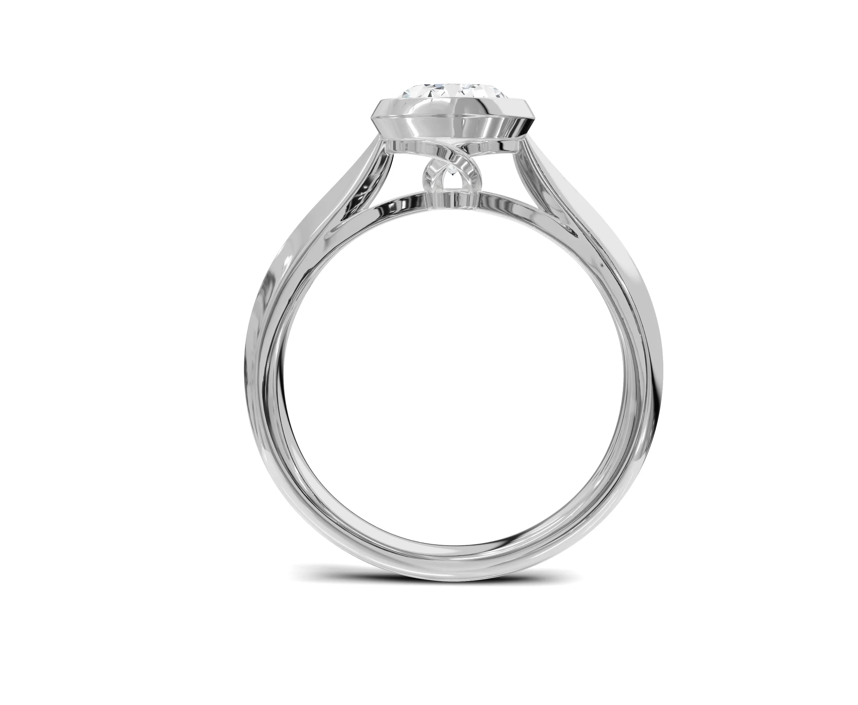 1.5 Ct Oval Diamond Bezel Setting Solitaire Engagement Ring