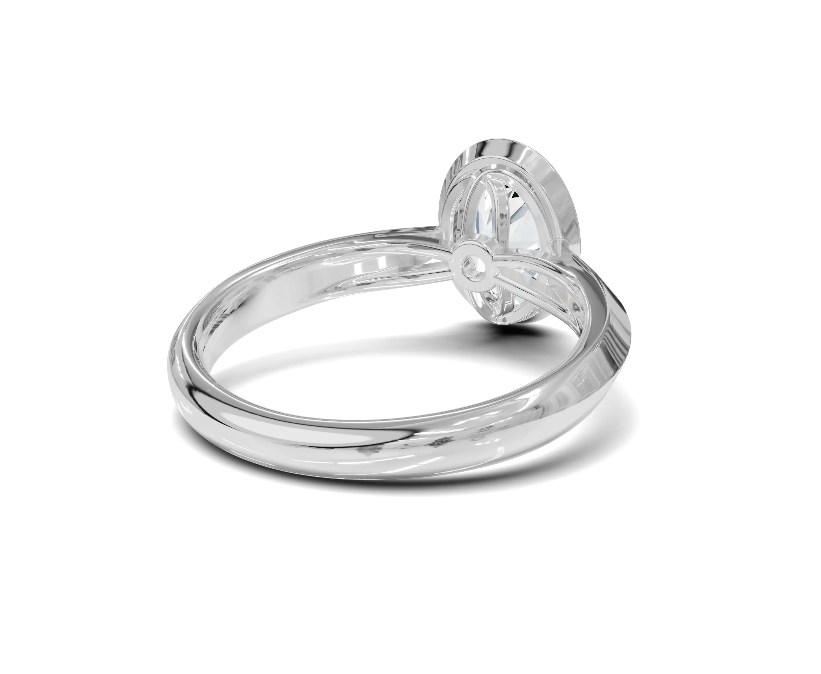 1.5 Ct Oval Diamond Bezel Setting Solitaire Engagement Ring