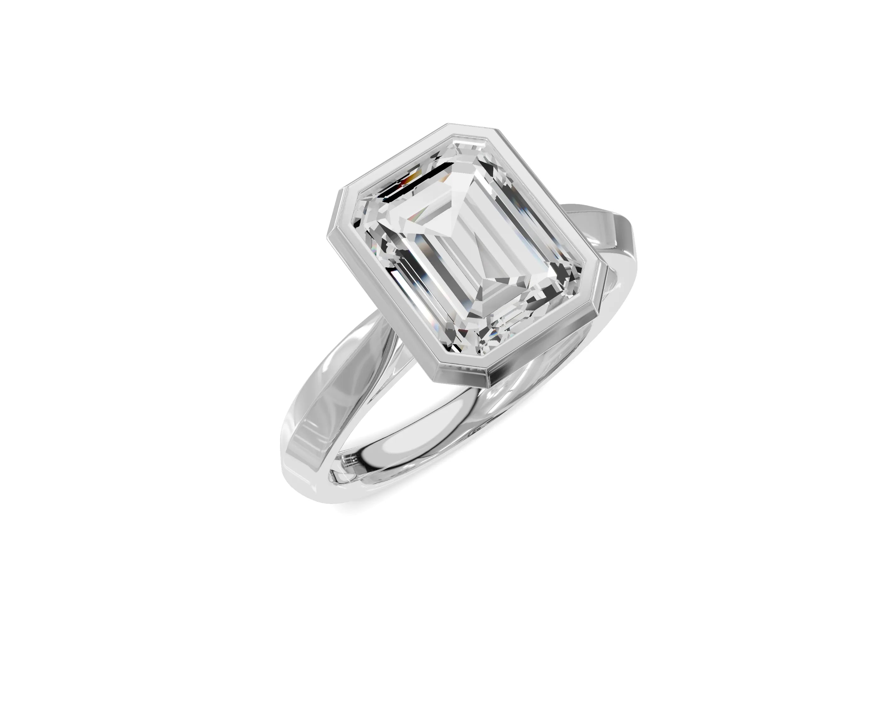 2.25 Ct Emerald Diamond Bezel Setting Solitaire Engagement Ring
