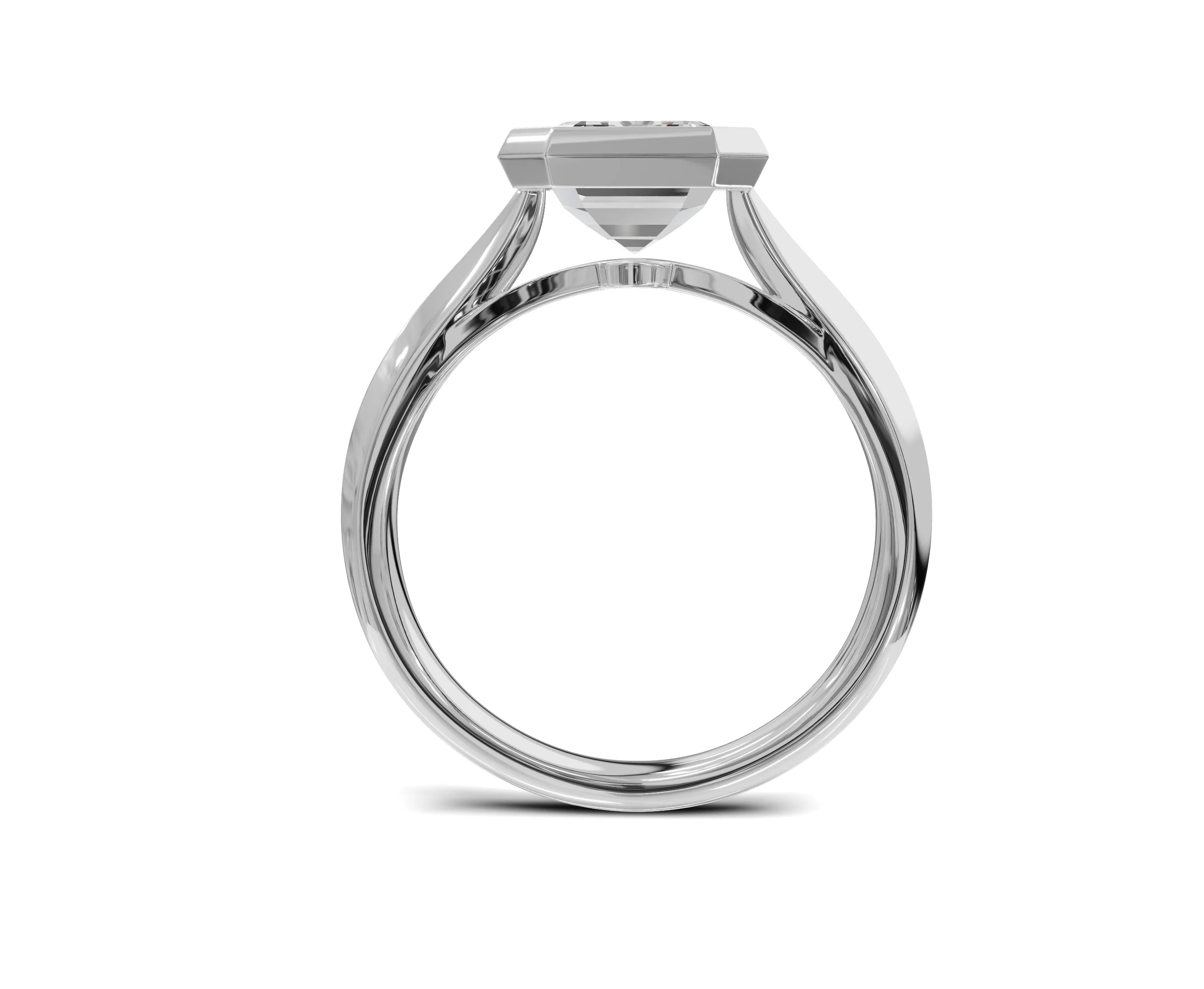 2.25 Ct Emerald Diamond Bezel Setting Solitaire Engagement Ring