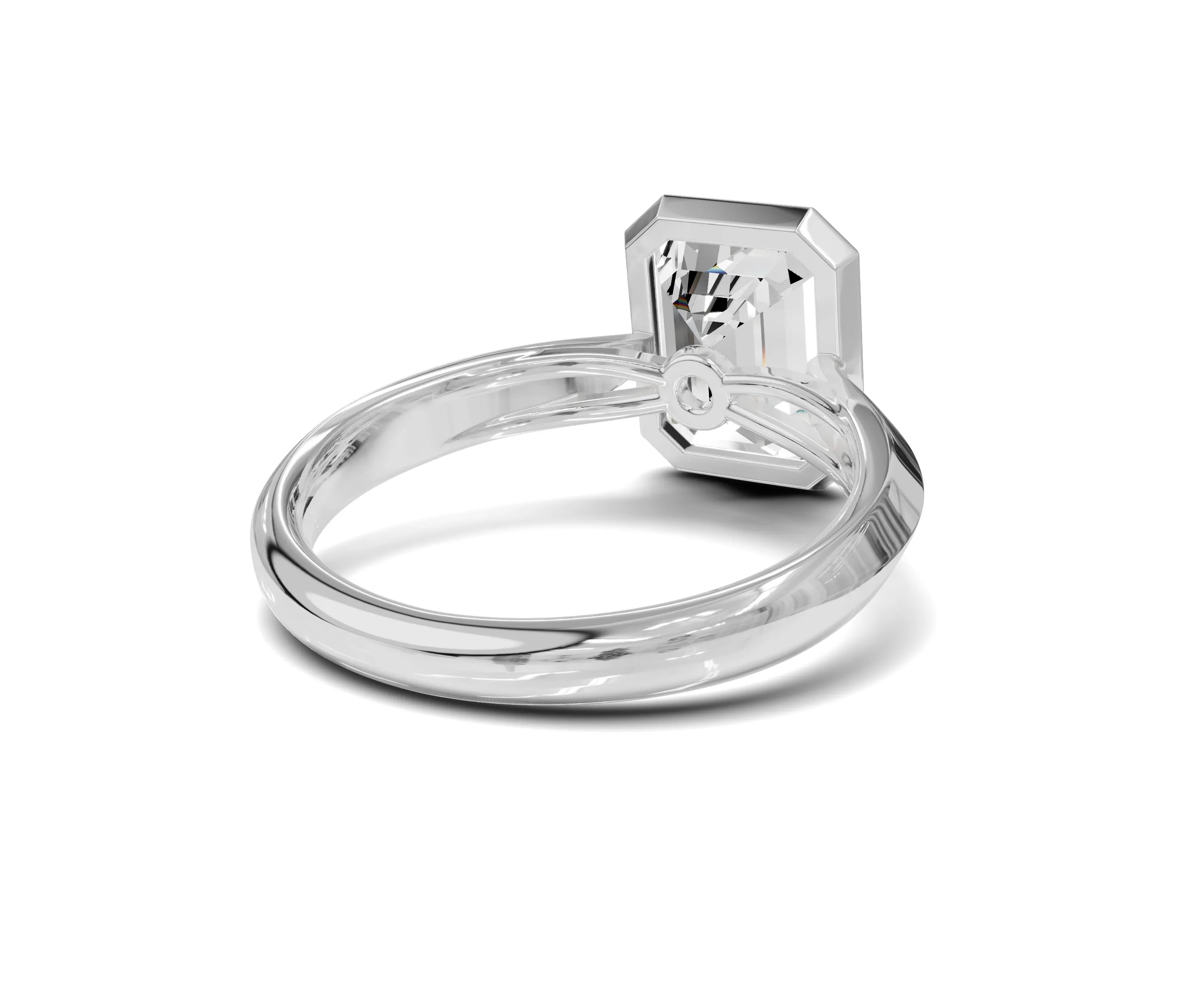 2.25 Ct Emerald Diamond Bezel Setting Solitaire Engagement Ring