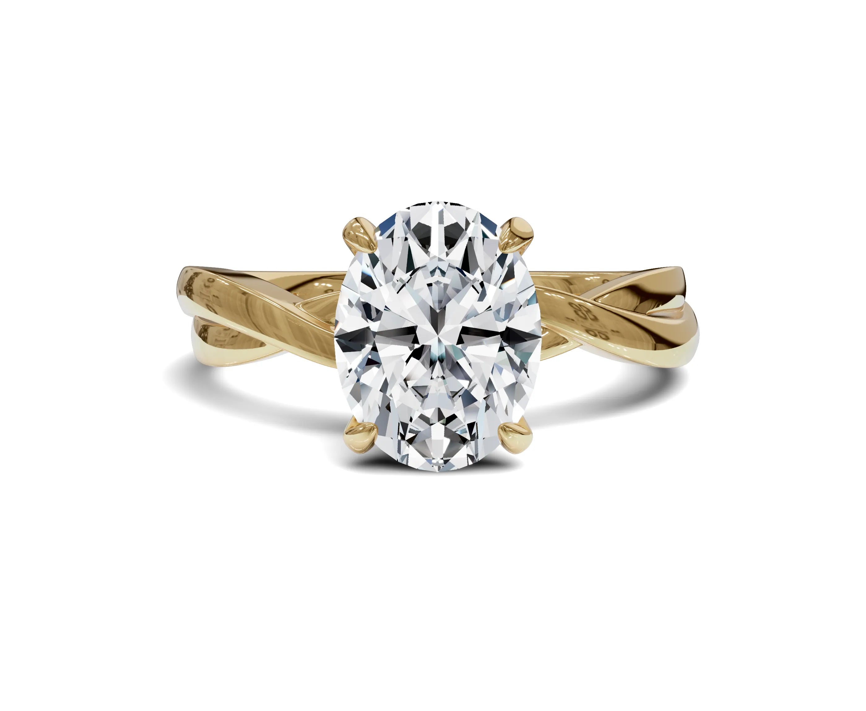 1.5 Ct Oval Diamond Twisted Shank Solitaire Engagement Ring - Chicory Jewel