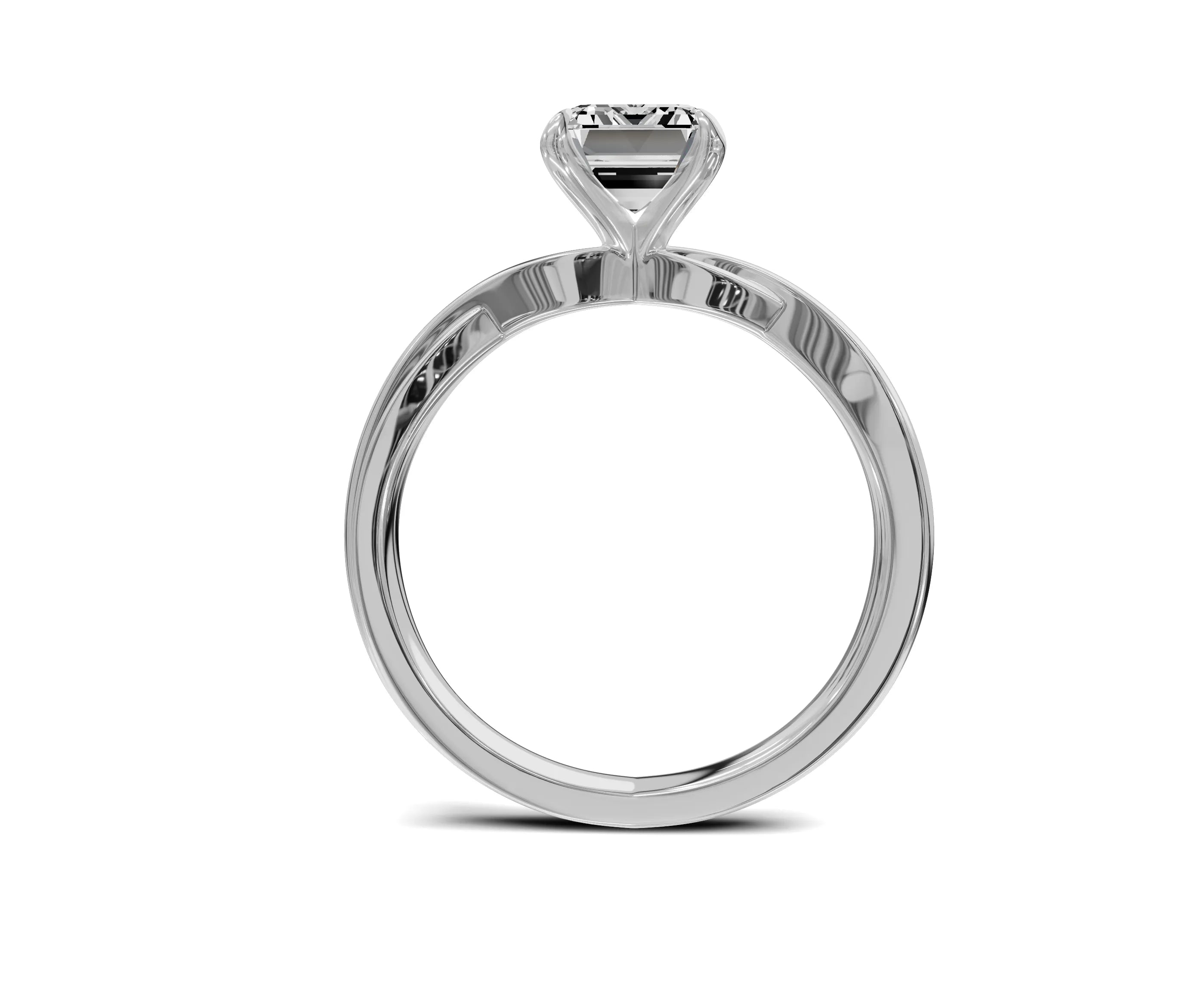 1.5 Ct Emerald Diamond Twisted Shank Solitaire Engagement Ring