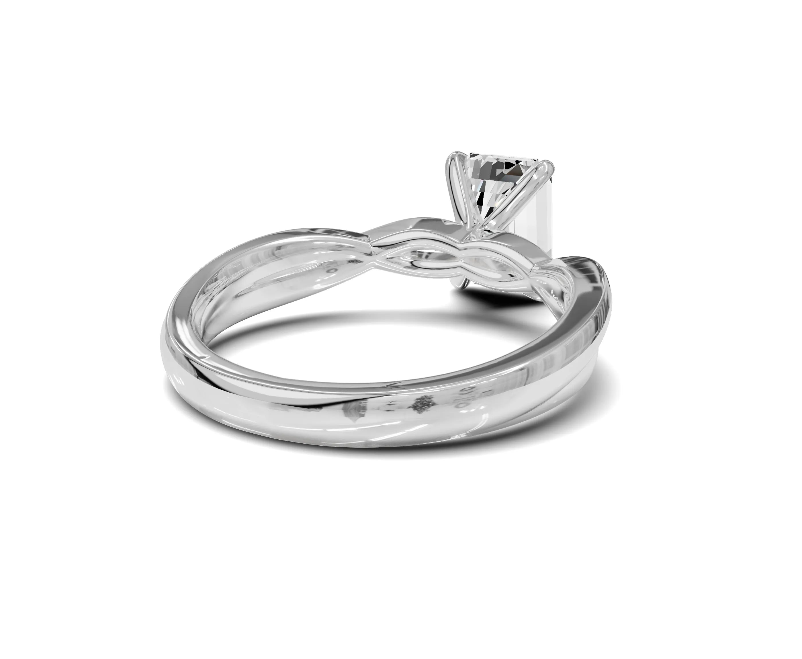 1.5 Ct Emerald Diamond Twisted Shank Solitaire Engagement Ring