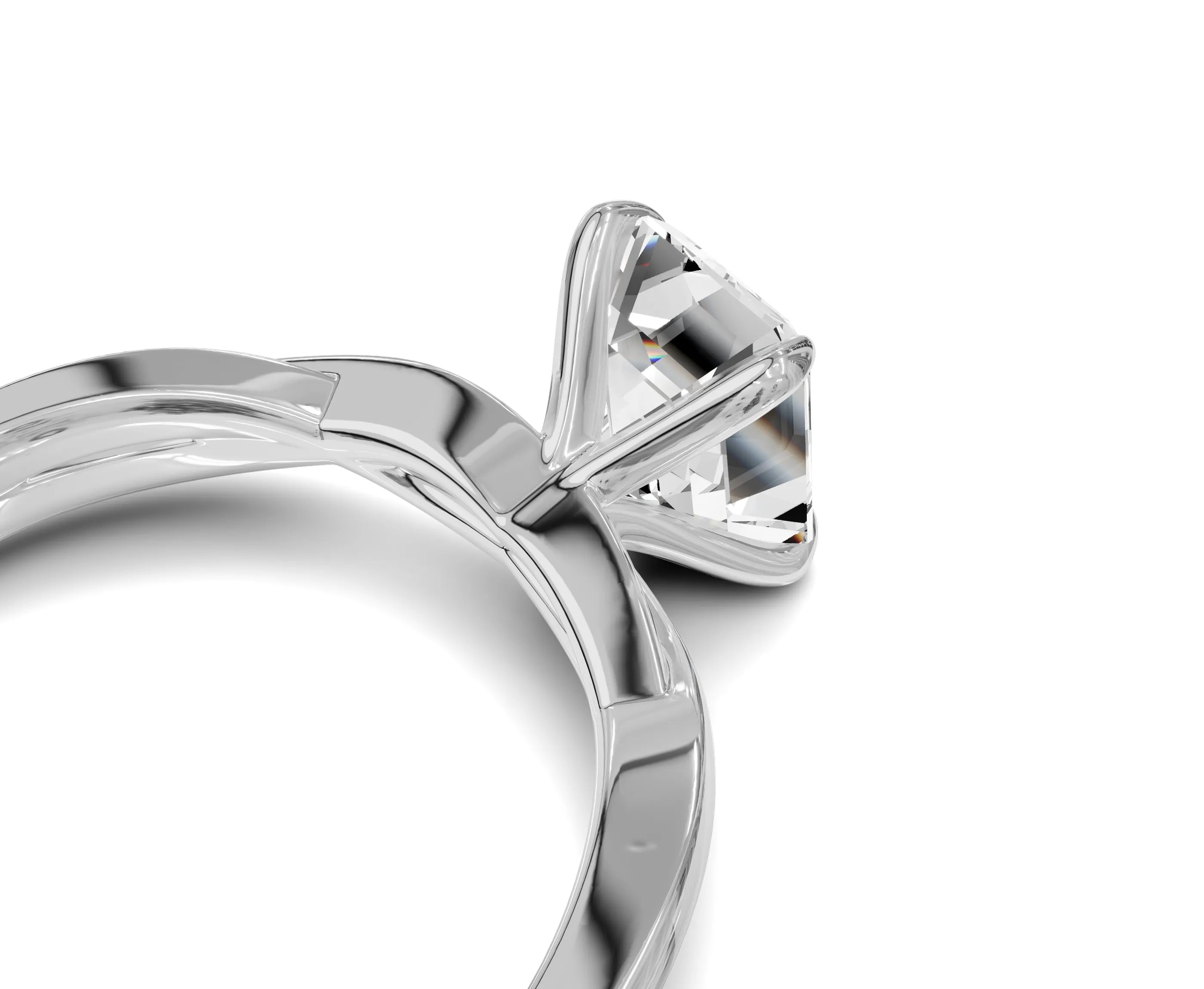 1.5 Ct Emerald Diamond Twisted Shank Solitaire Engagement Ring