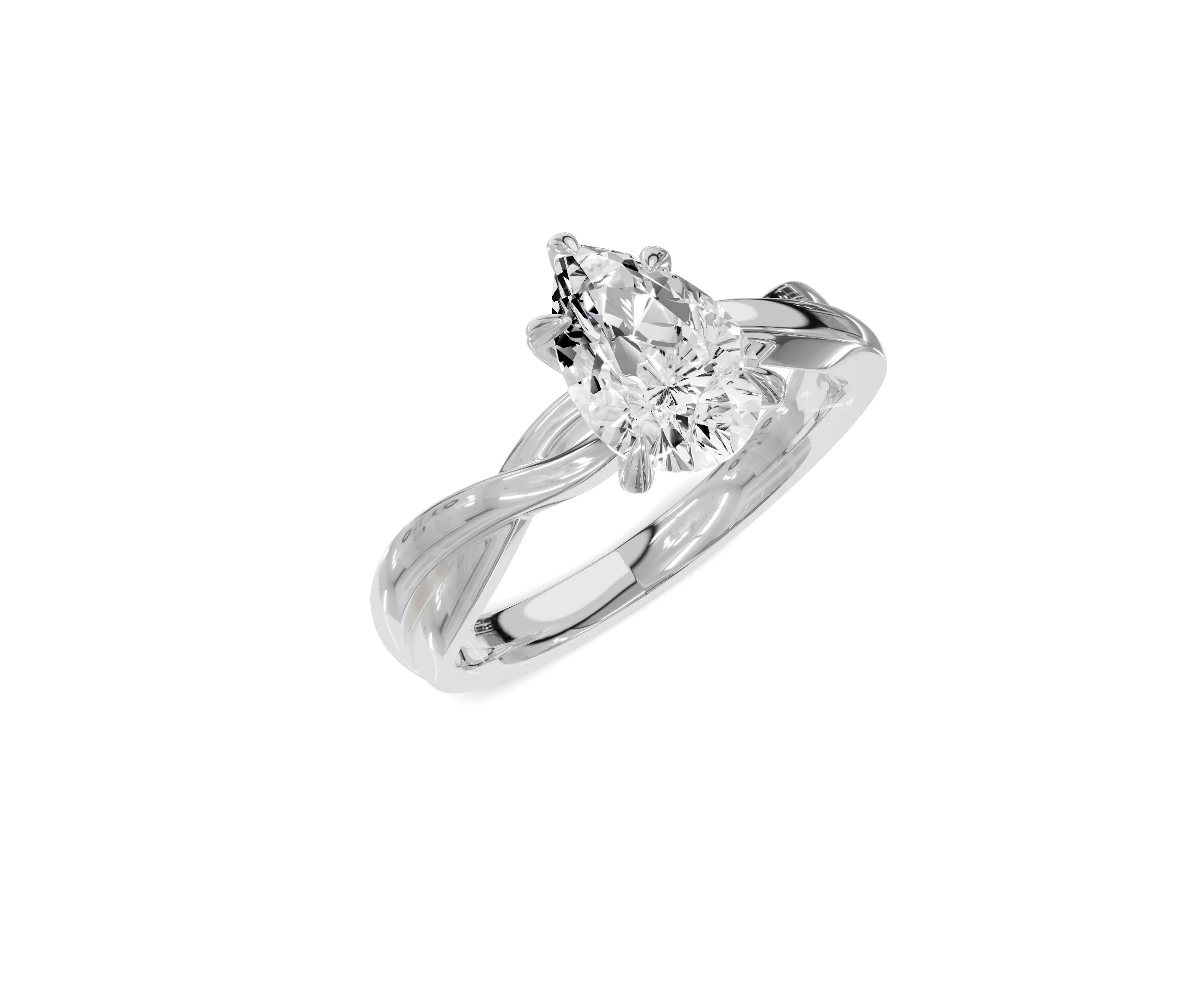 1.5 Ct Pear Diamond Twisted Shank Solitaire Engagement Ring