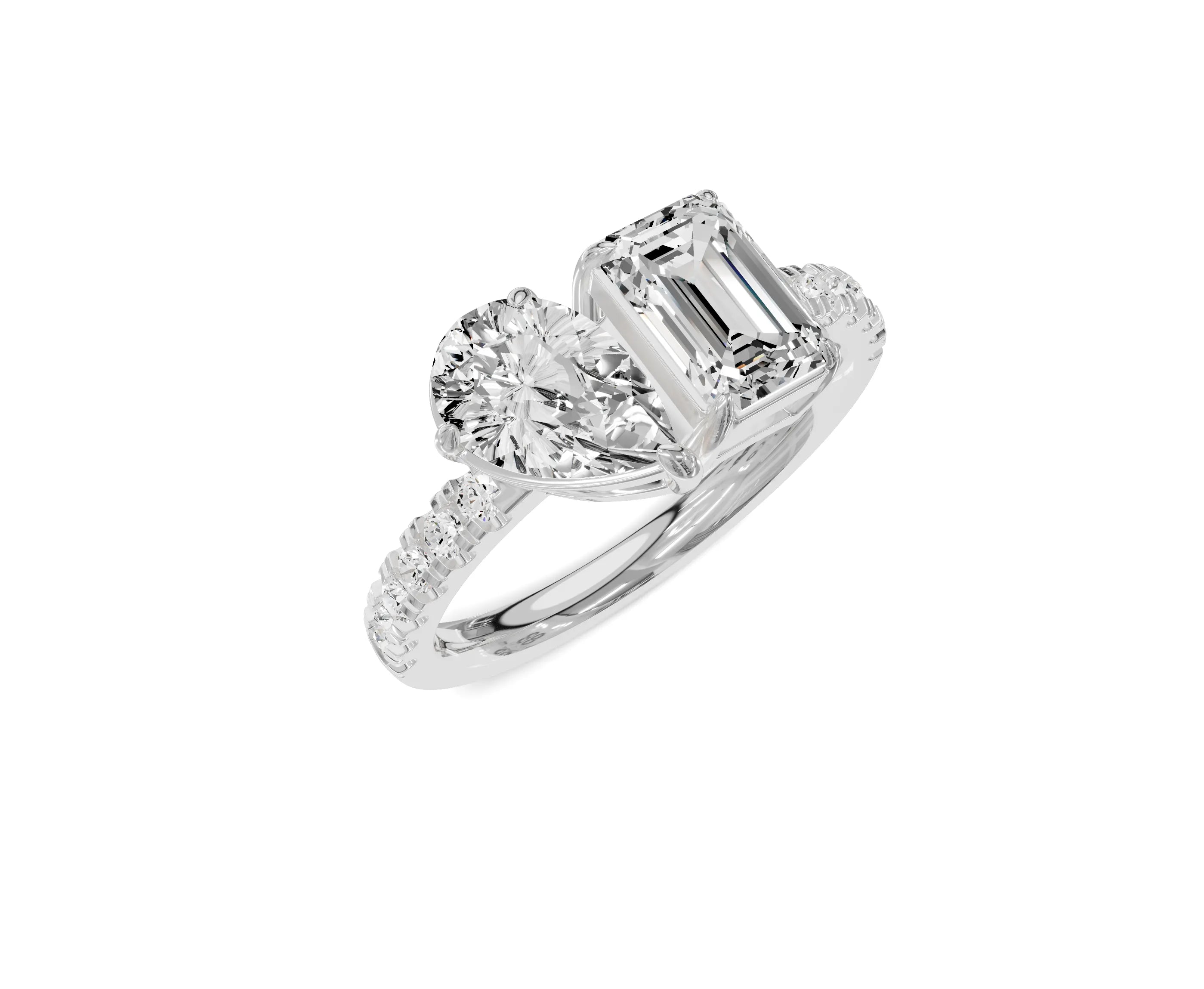 Pear & Emerald Cut Toi Et Moi Engagement Ring | 2.50ct Lab Grown