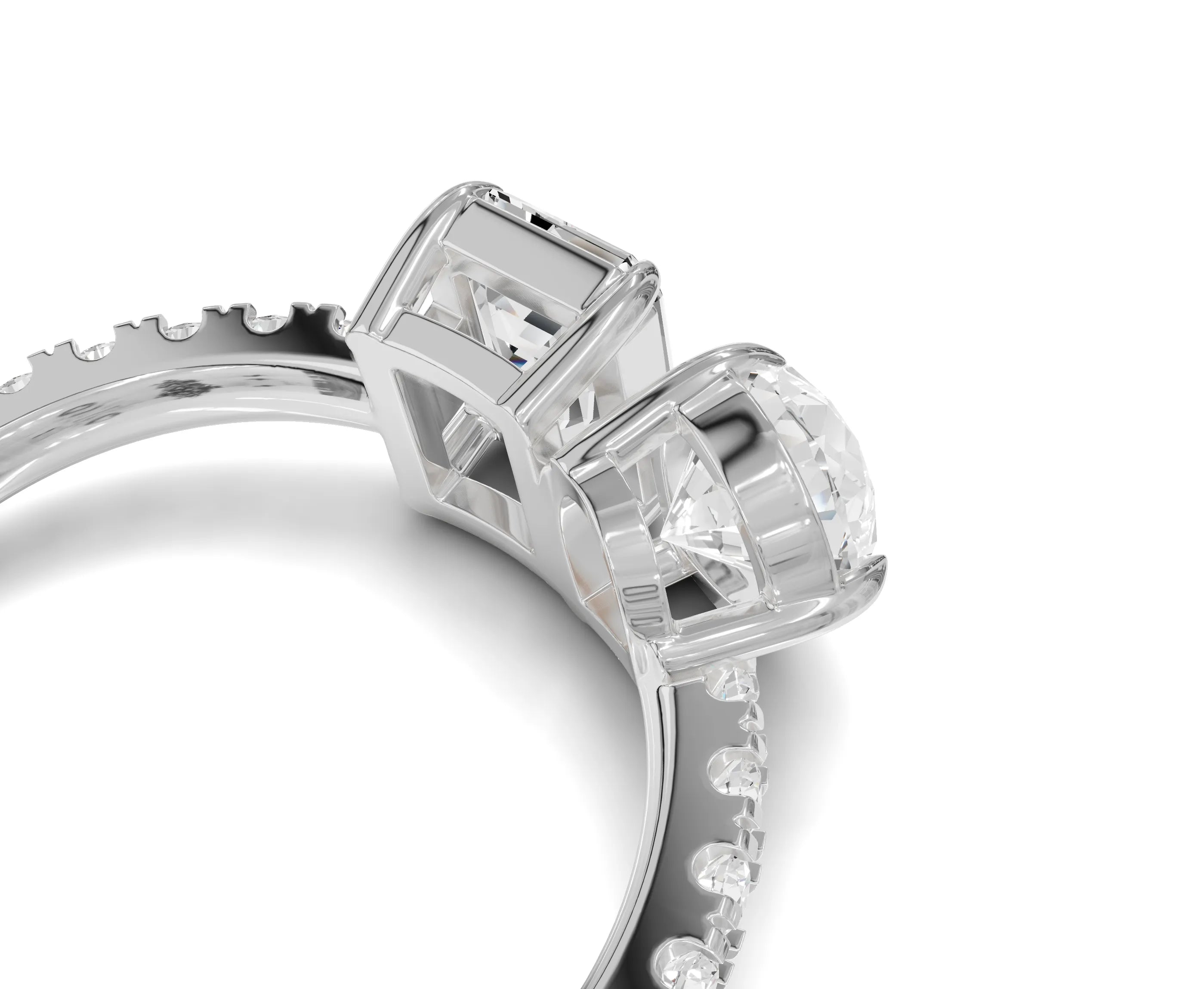 Pear & Emerald Cut Toi Et Moi Engagement Ring | 2.50ct Lab Grown