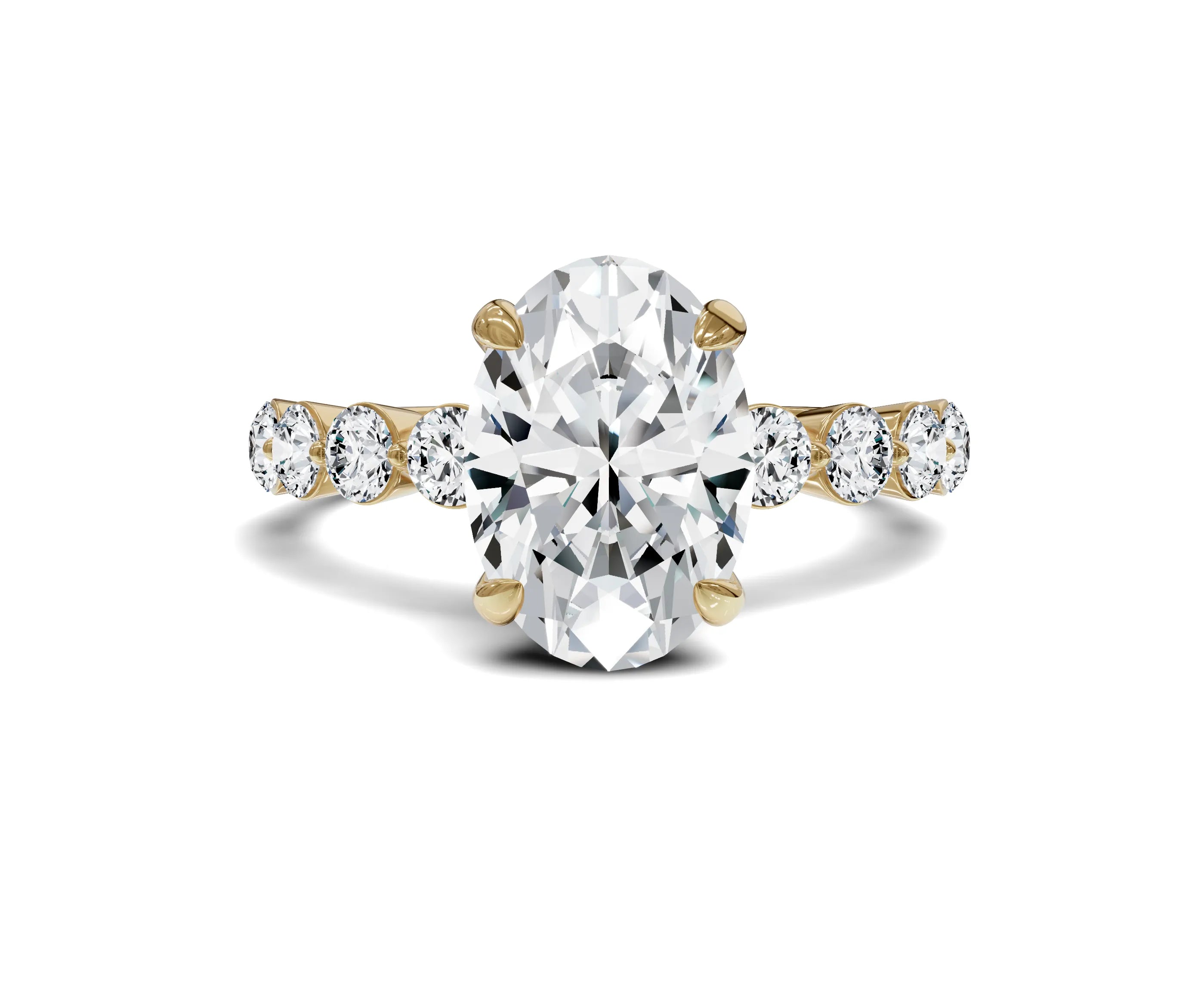 Oval Cut Diamond Engagement Ring with Side Stone - Chicory Jewel