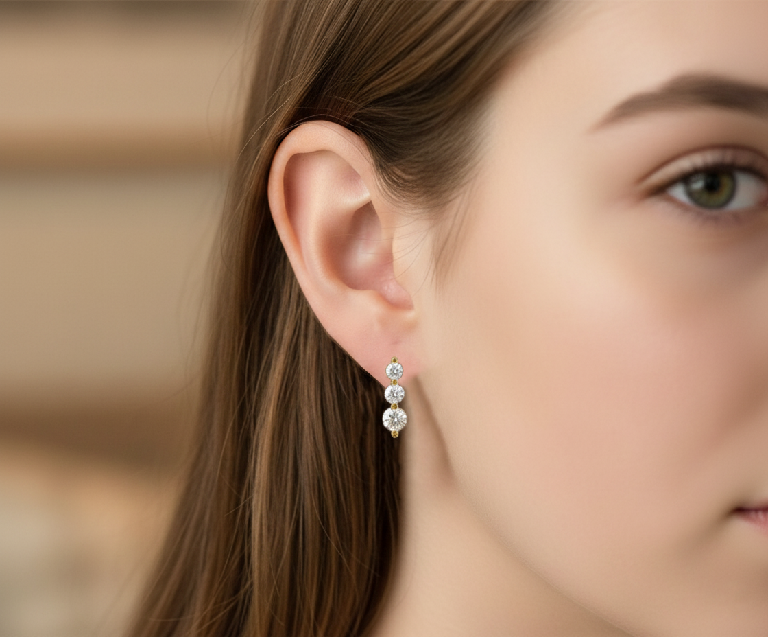 Triple Shine Diamond Earrings