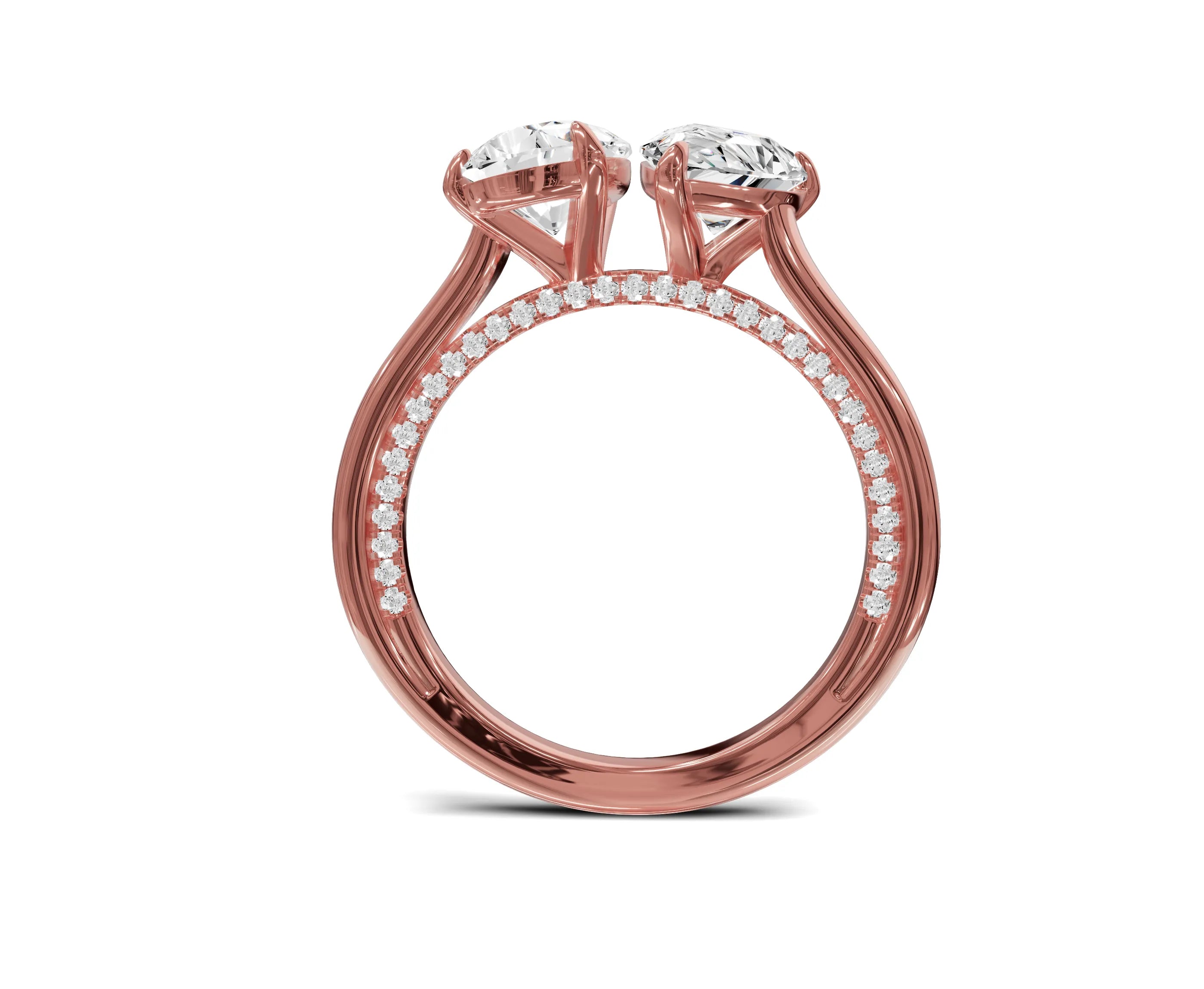 Unique Toi et Moi Ring with Twin Pear Diamonds - Chicory Jewel