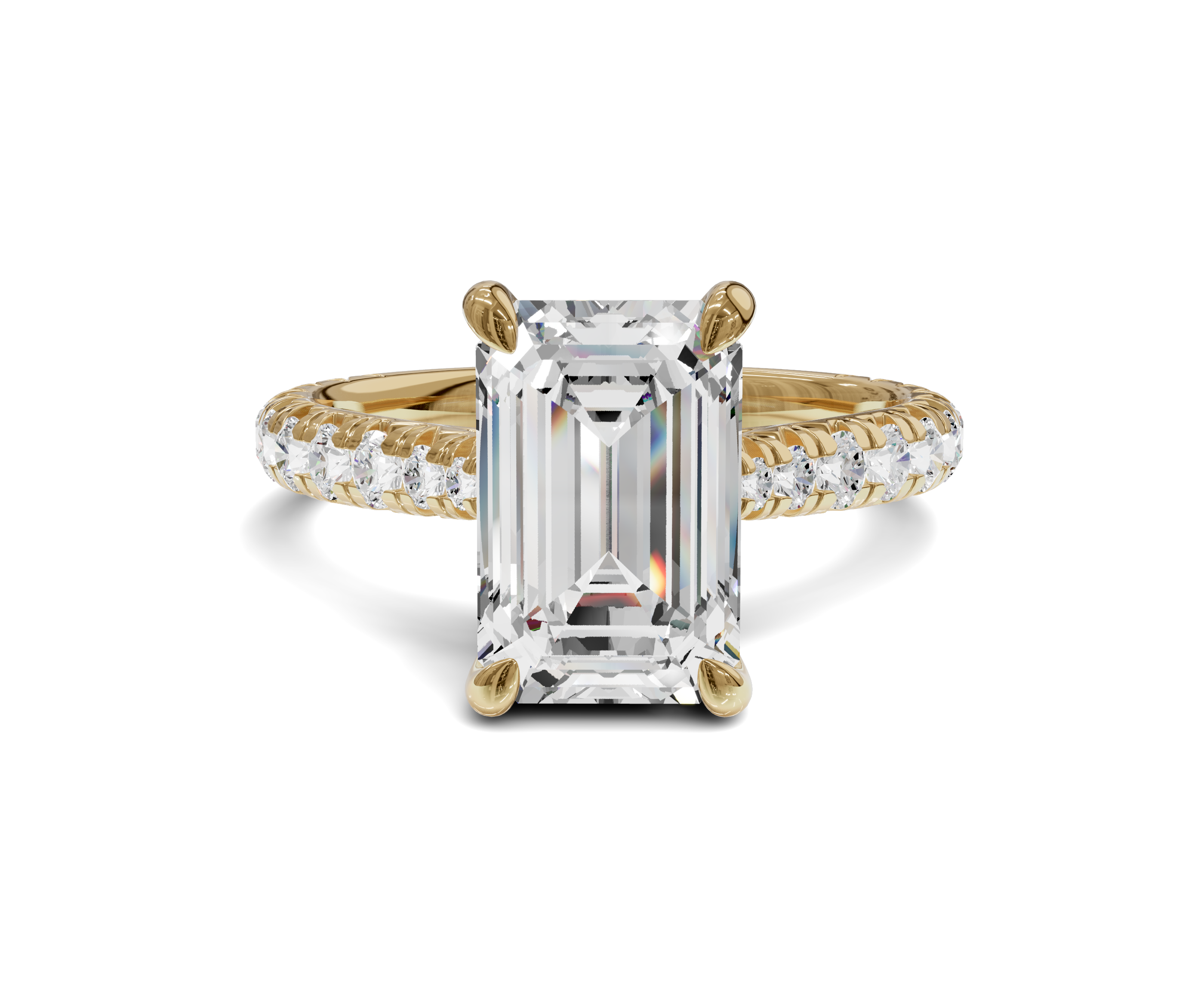 Emerald Cut Side Stone Engagement Ring with Hidden Halo|Eternal Promise - Chicory Jewel