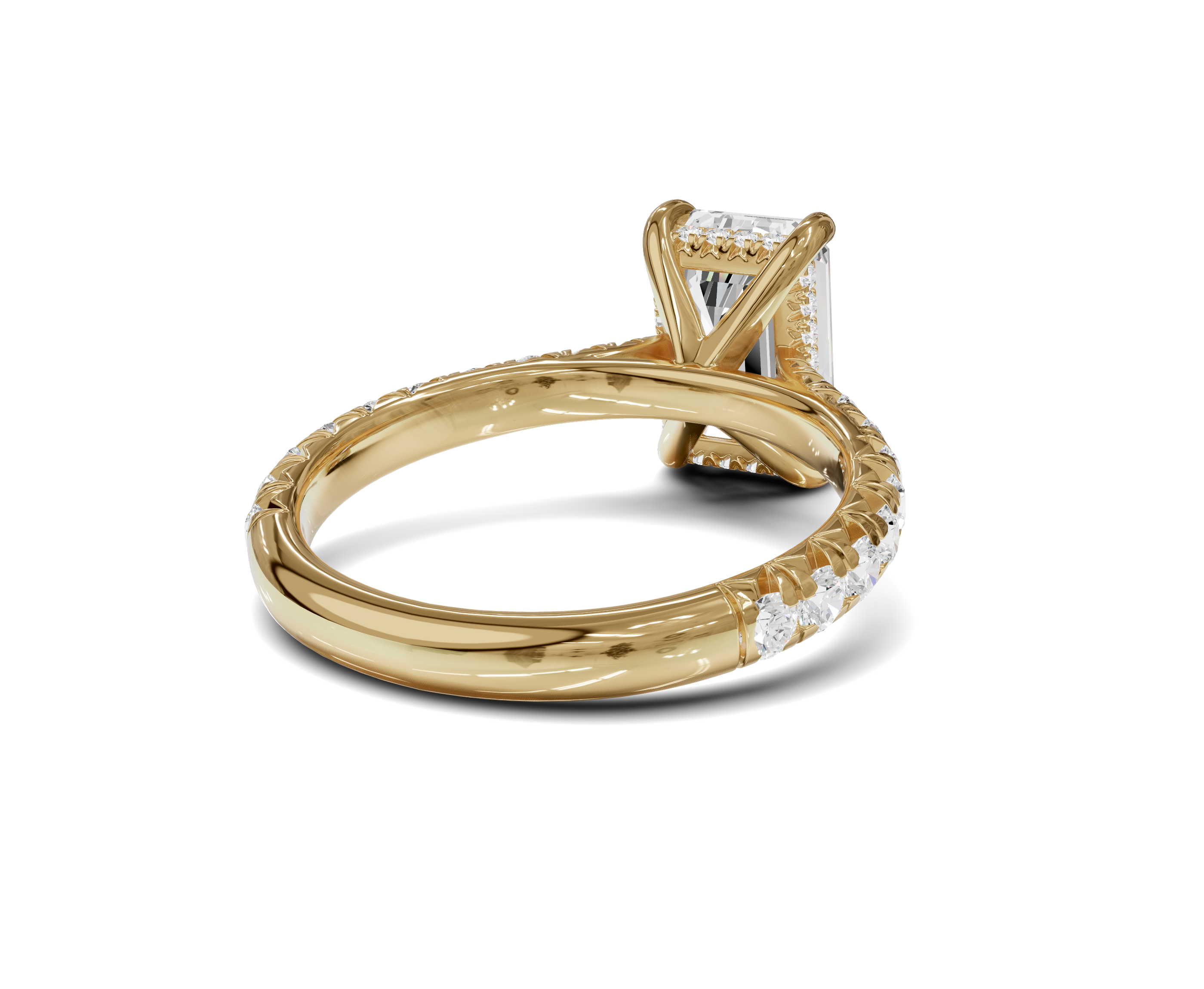 Emerald Cut Side Stone Engagement Ring with Hidden Halo|Eternal Promise - Chicory Jewel