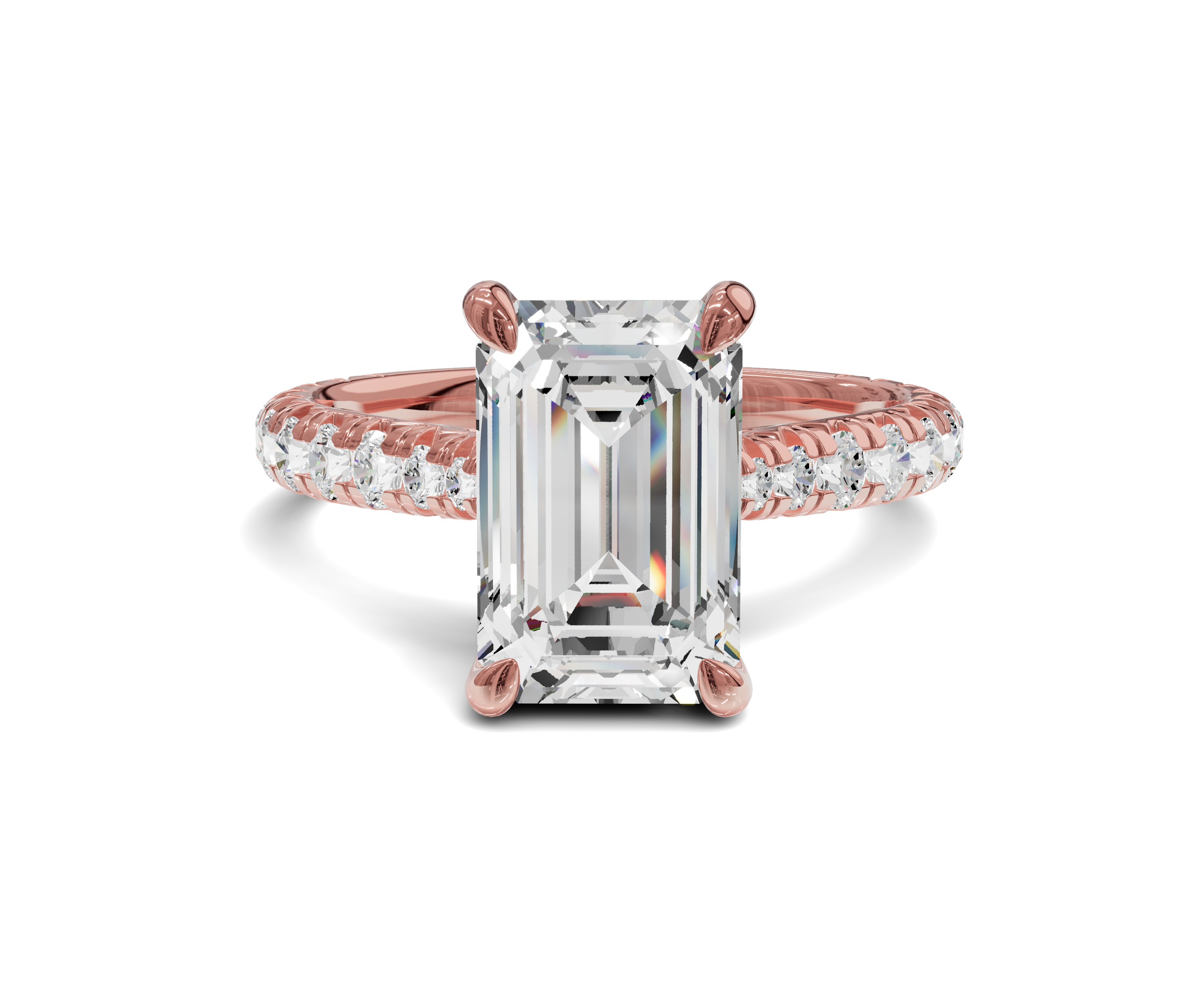 Emerald Cut Side Stone Engagement Ring with Hidden Halo|Eternal Promise - Chicory Jewel