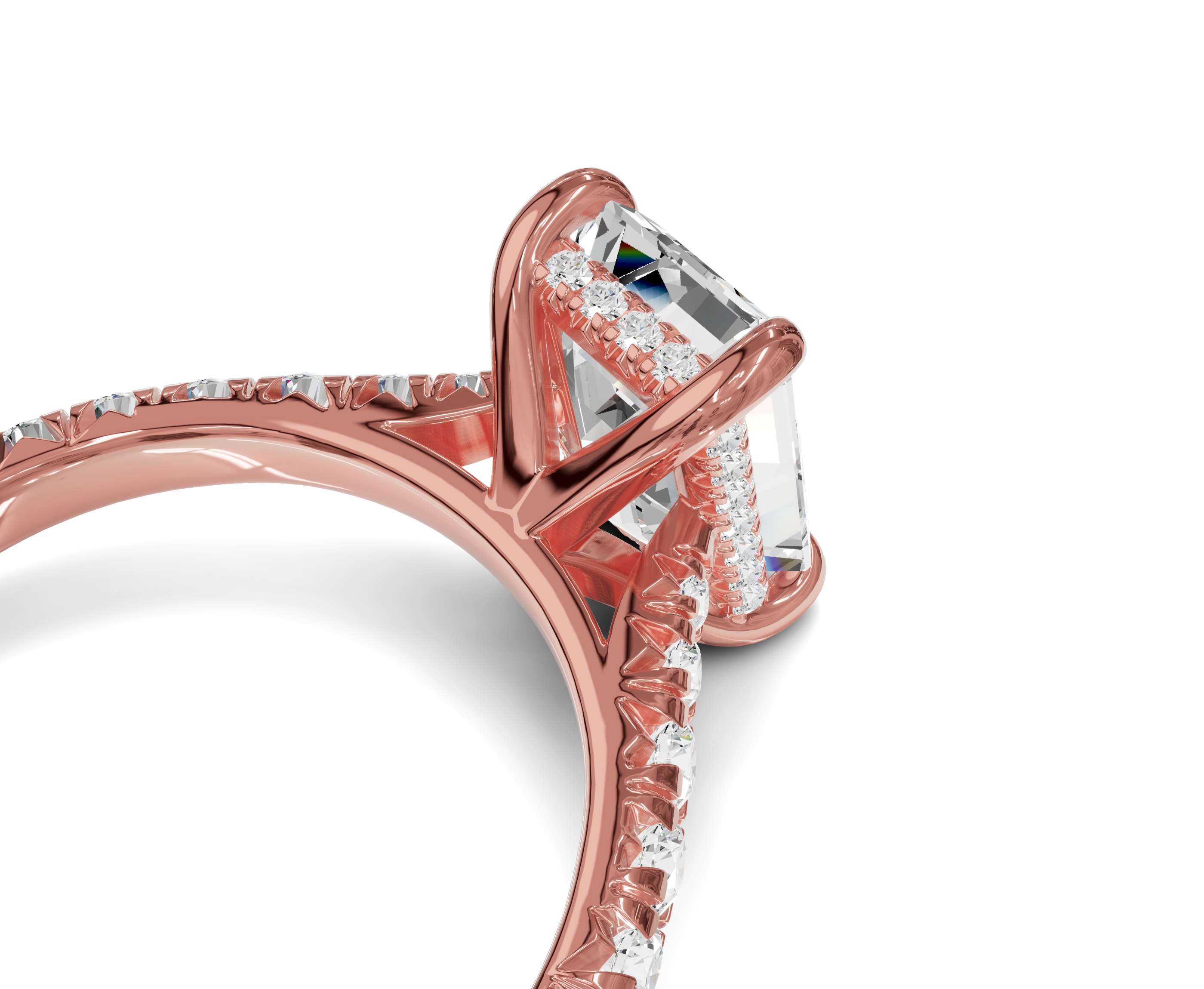 Emerald Cut Side Stone Engagement Ring with Hidden Halo|Eternal Promise - Chicory Jewel