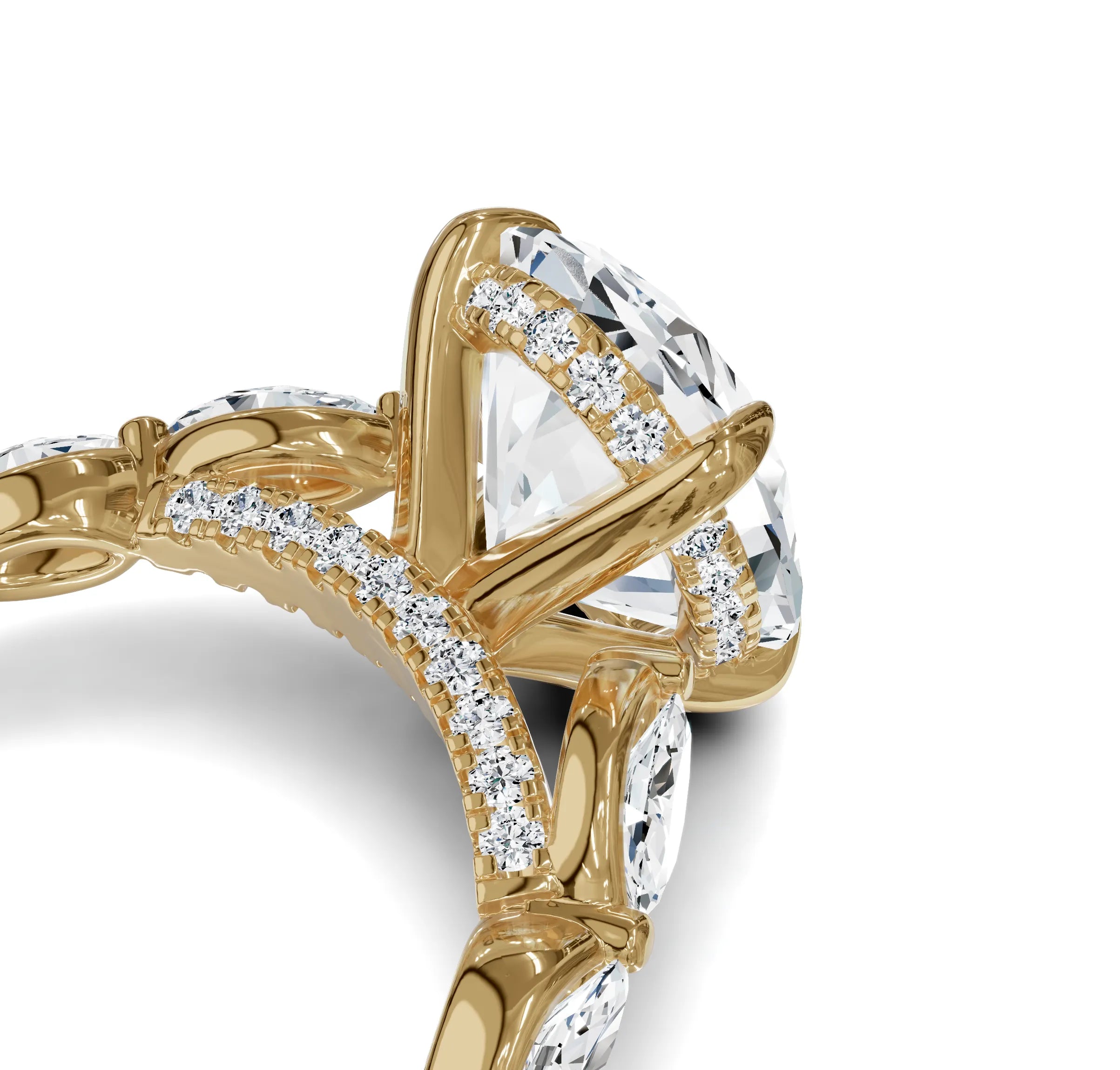 Diamond ring with a large central Oval Diamond and smaller stones