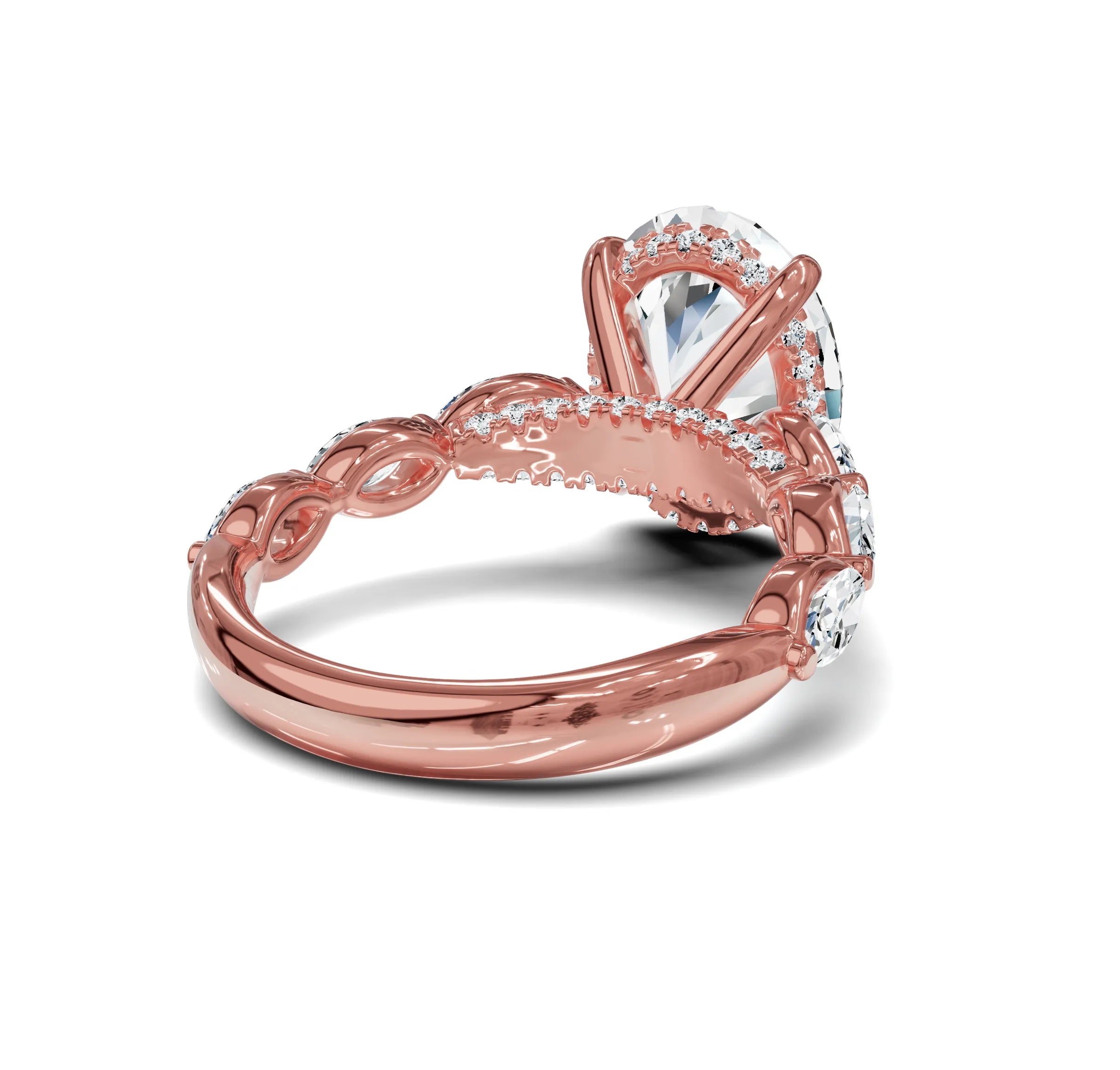 Diamond ring with a large central Oval Diamond and smaller stones