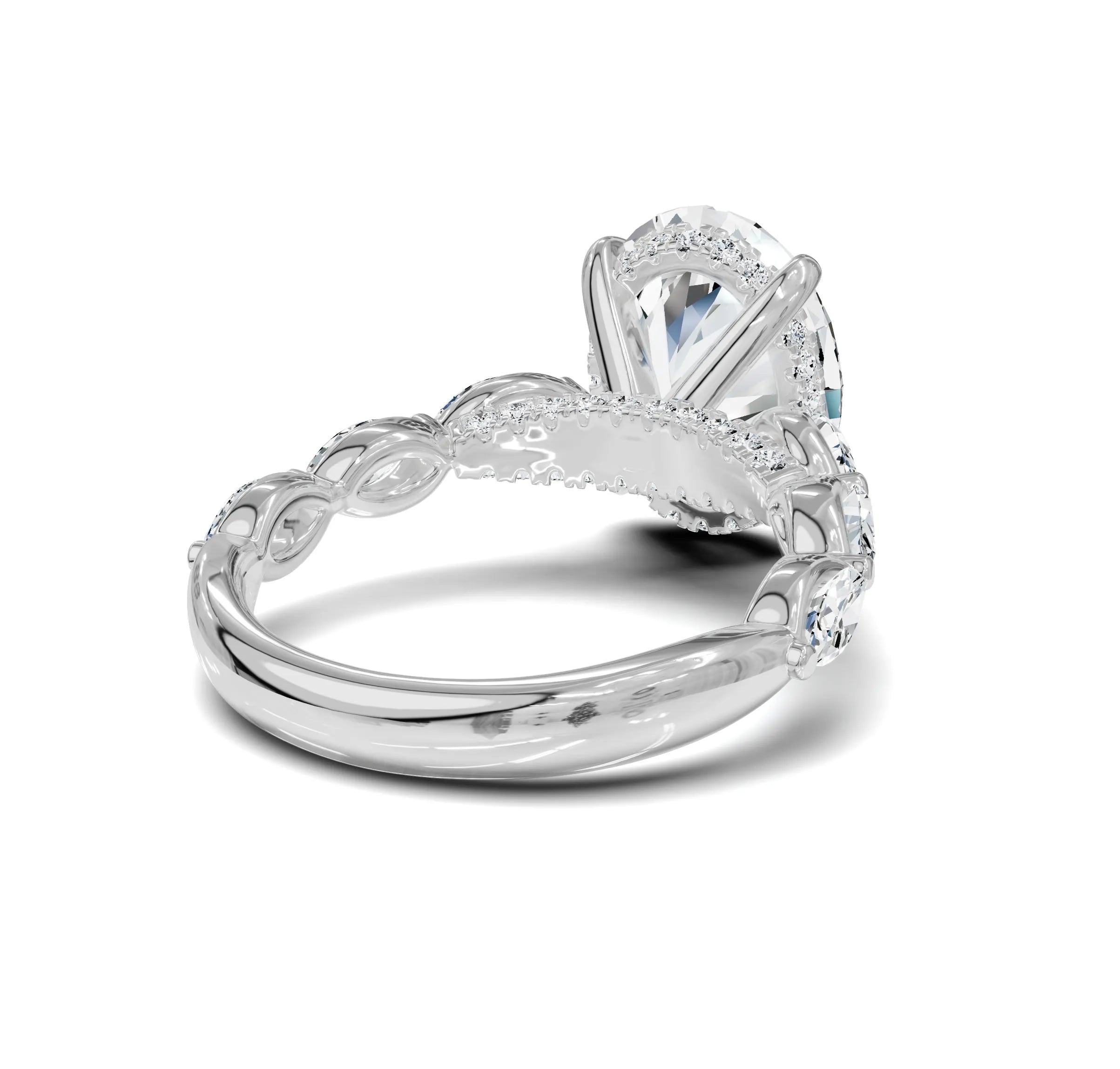 Diamond ring with a large central Oval Diamond and smaller stones