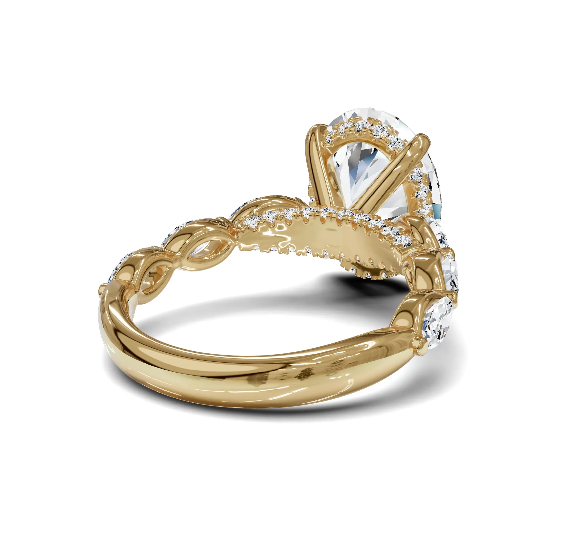 Diamond ring with a large central Oval Diamond and smaller stones