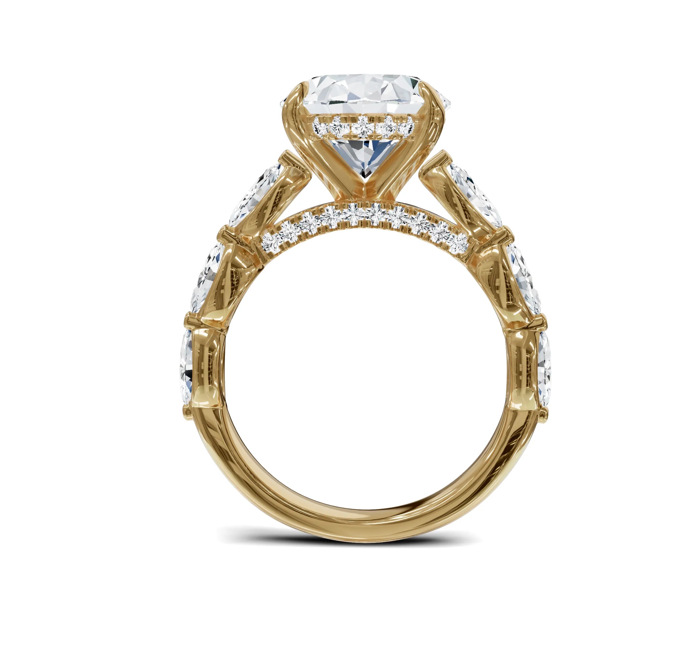Luxury Oval Cut Diamond Engagement Ring with Halo & Side Stones - Chicory Jewel