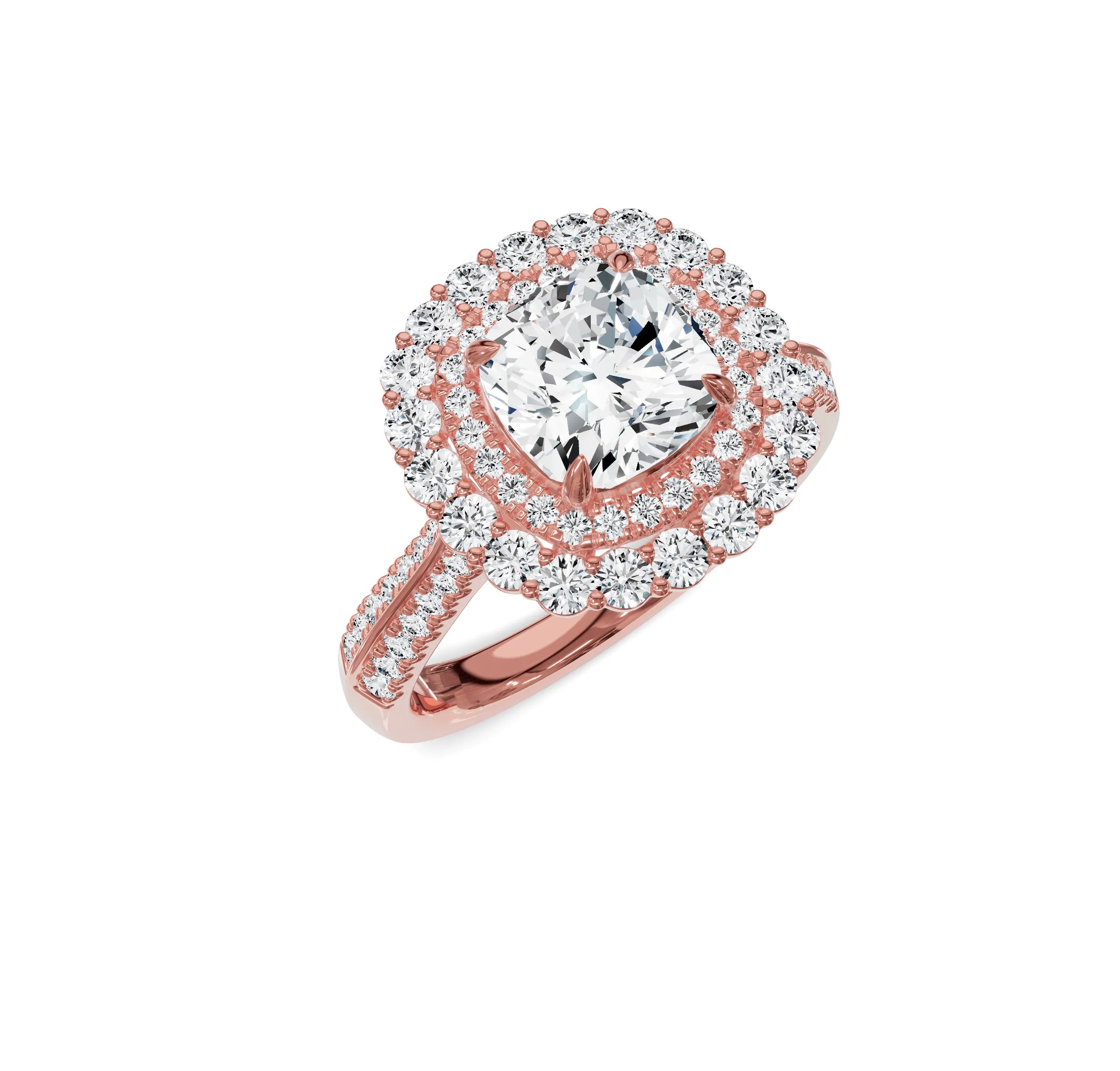 Timeless Cushion Cut 3ct Engagement Ring | Halo with Side Stones - Chicory Jewel