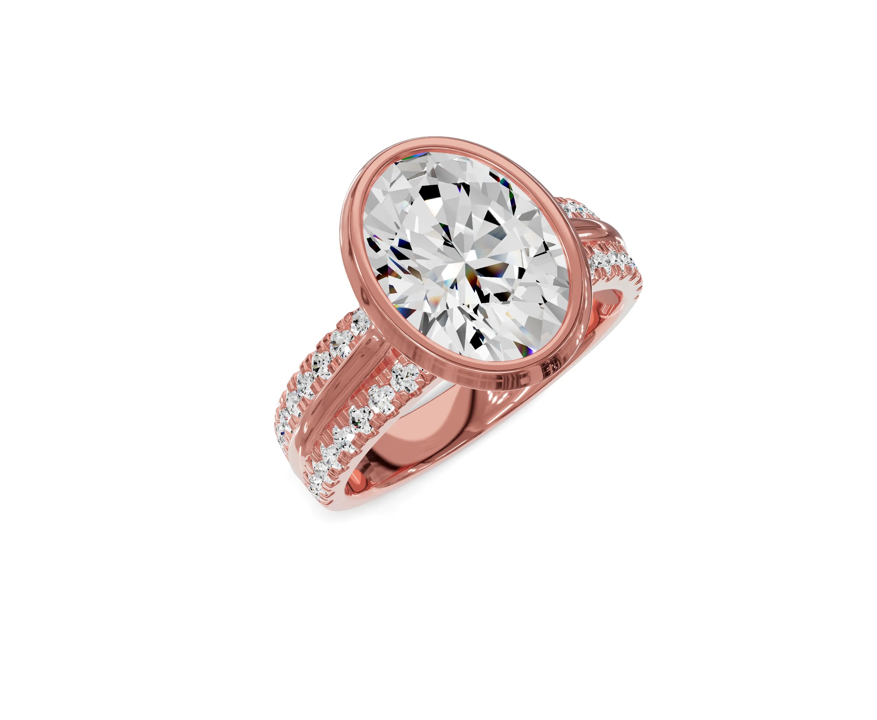 4ct Oval Diamond Engagement Ring | Bezel Setting with Side Stones - Chicory Jewel
