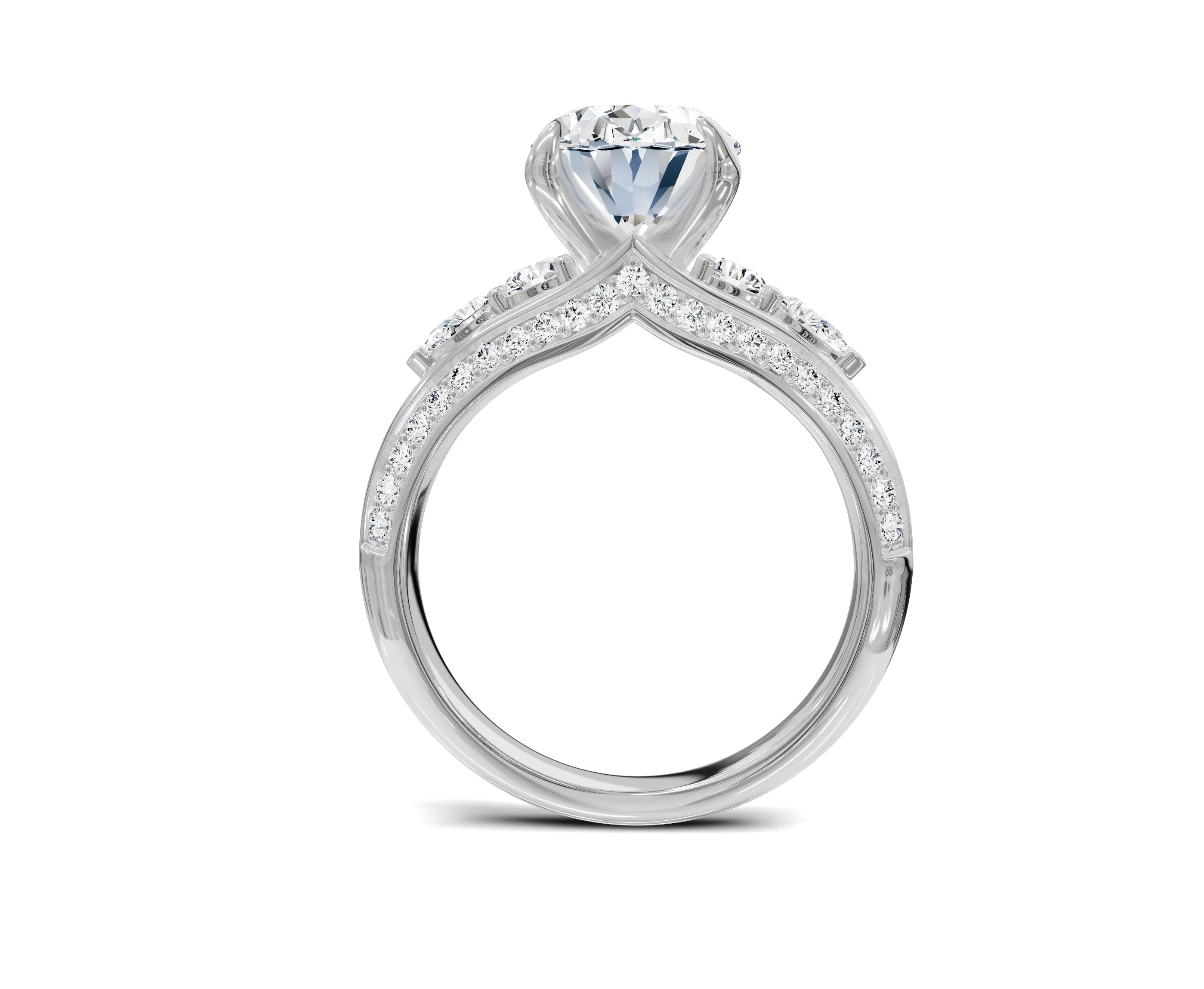 3.70 Ct Oval Diamond Ring with Side Stones - Chicory Jewel