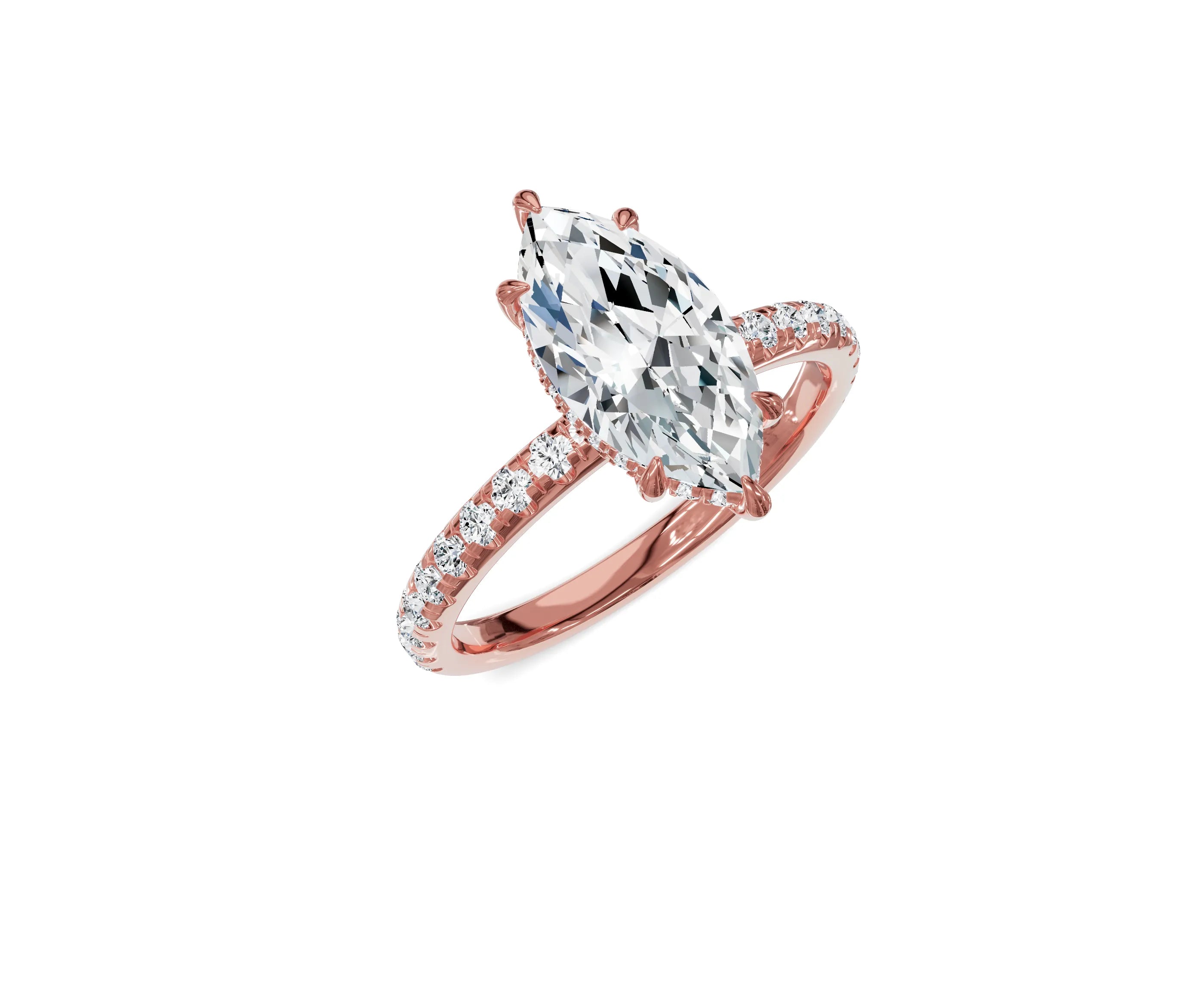 Marquise engagement ring with hidden halo in 10K white gold featuring a 1-carat center stone, from Chicoryjewel.com