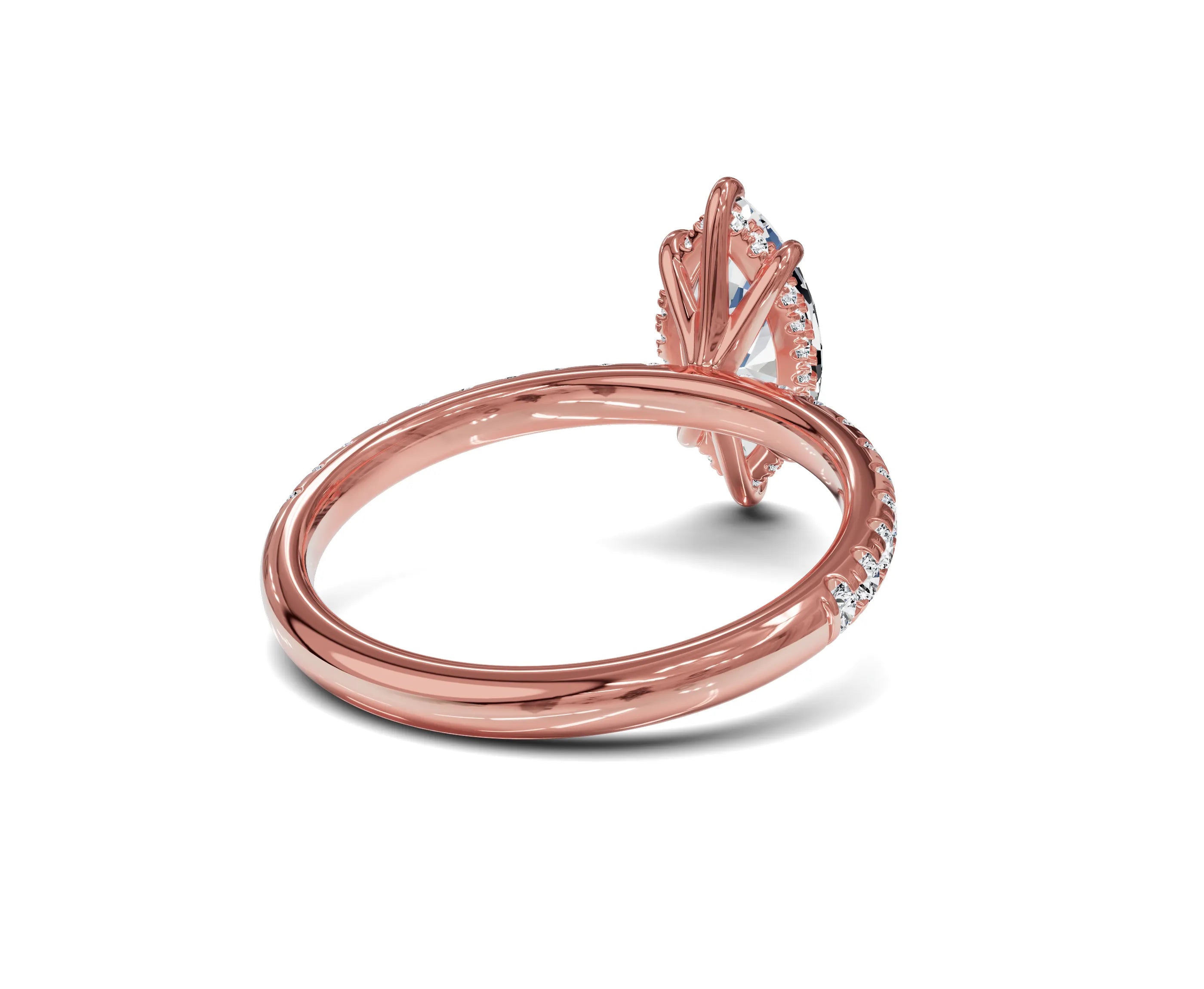 Marquise engagement ring with hidden halo in 10K white gold, featuring a 1-carat center stone, by Chicoryjewel.com