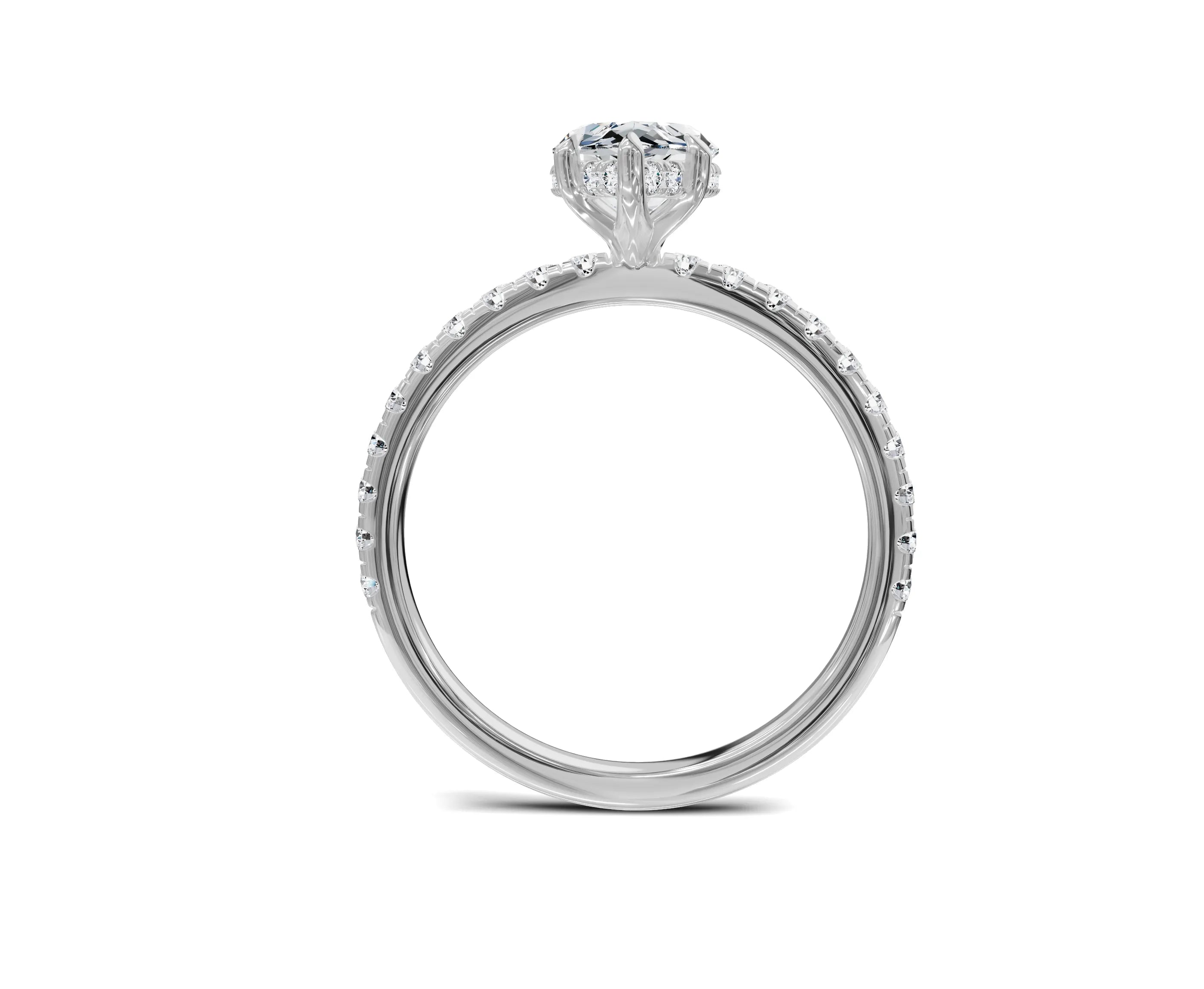 Marquise engagement ring with hidden halo in 10k white gold featuring a 1-carat center stone, elegant and sparkling design.