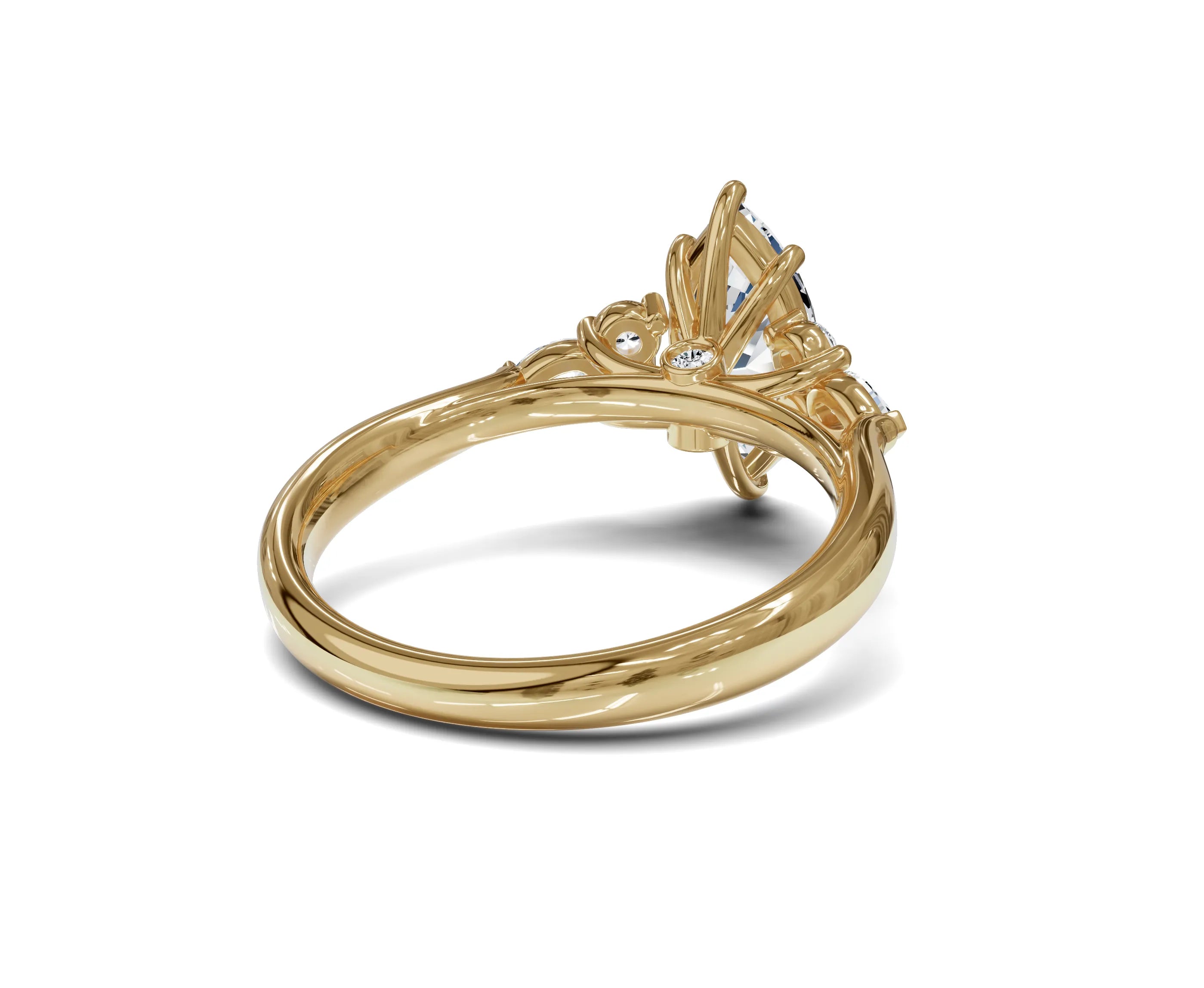 2 Ct Marquise Cut Lab Grown Diamond Engagement Ring with Side Stones - Chicory Jewel