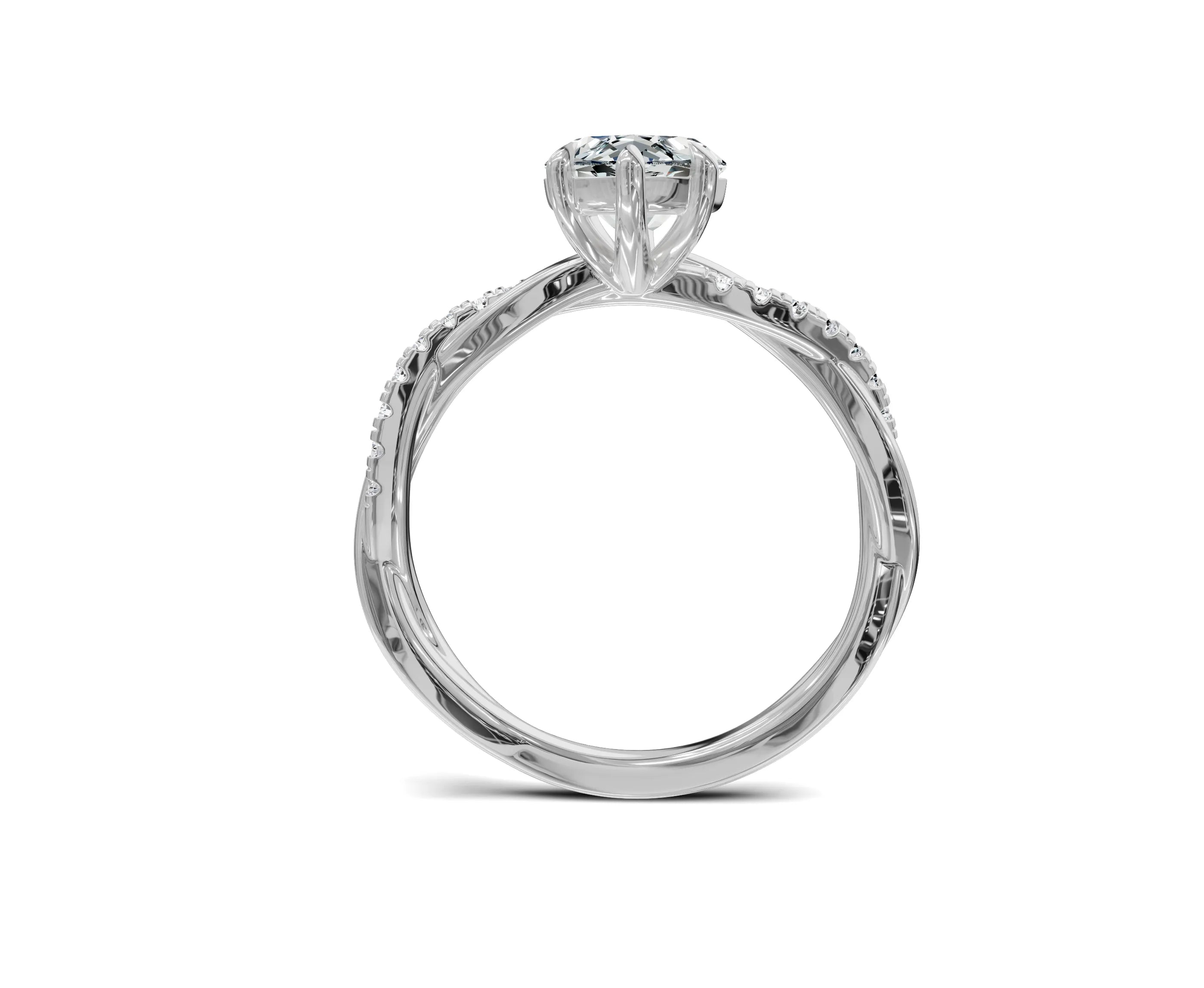 2.5Ct Marquise Twisted Shank Side Stone Engagement Ring - Chicory Jewel
