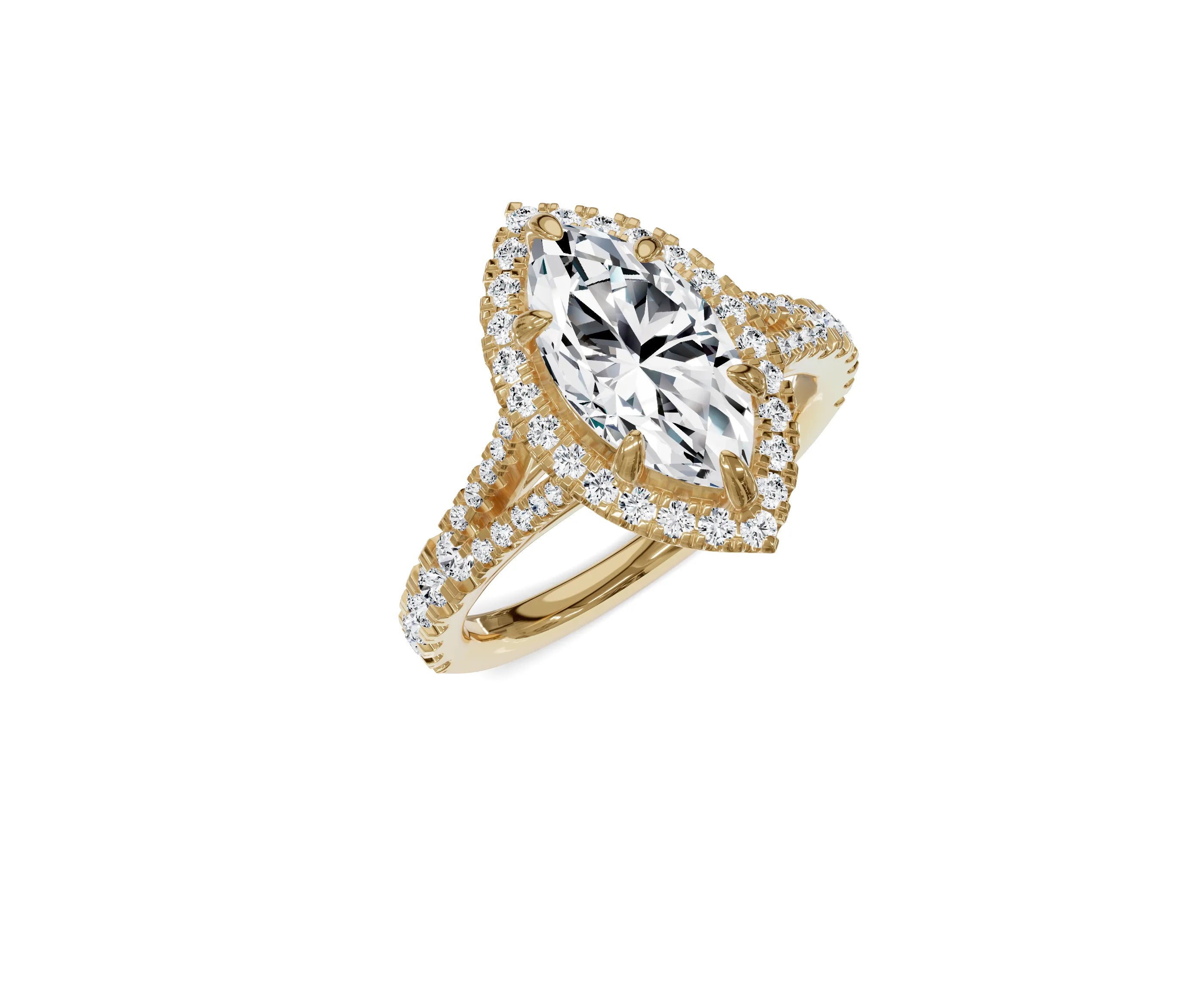 2.00Ct Marquise Split Shank Side Stone Engagement Ring - Chicory Jewel