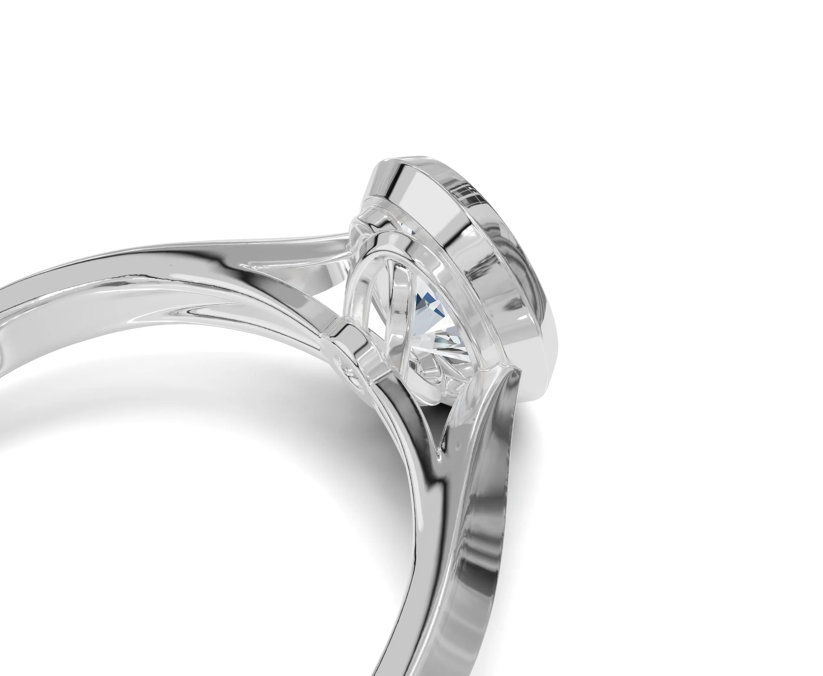 Oval Lab Grown Diamond Bezel Set Solitaire Engagement Ring | Chicory Jewel